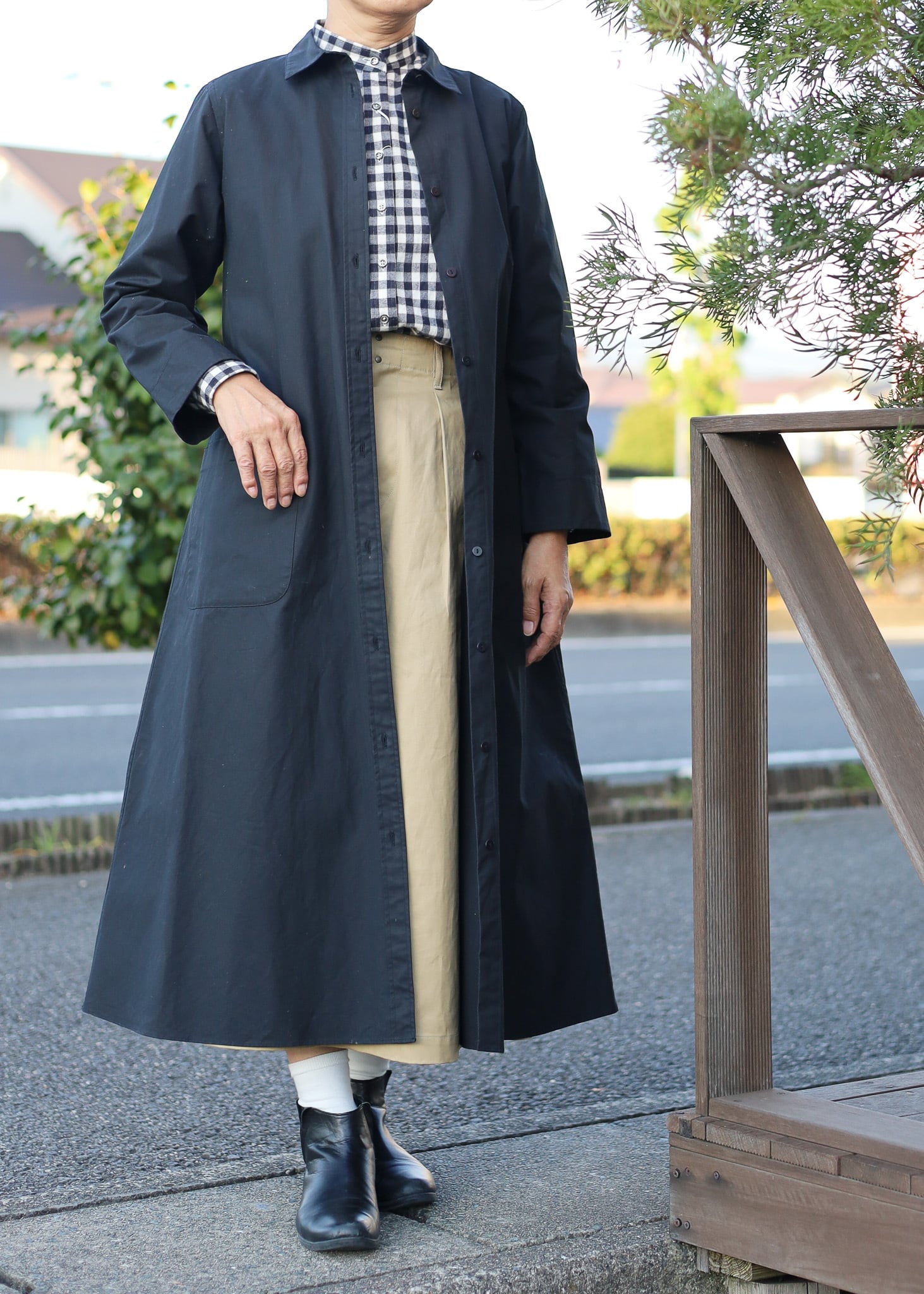 HAND ROOM WOMEN'S - スタンドカラーシャツ - ギンガムチェック | merle