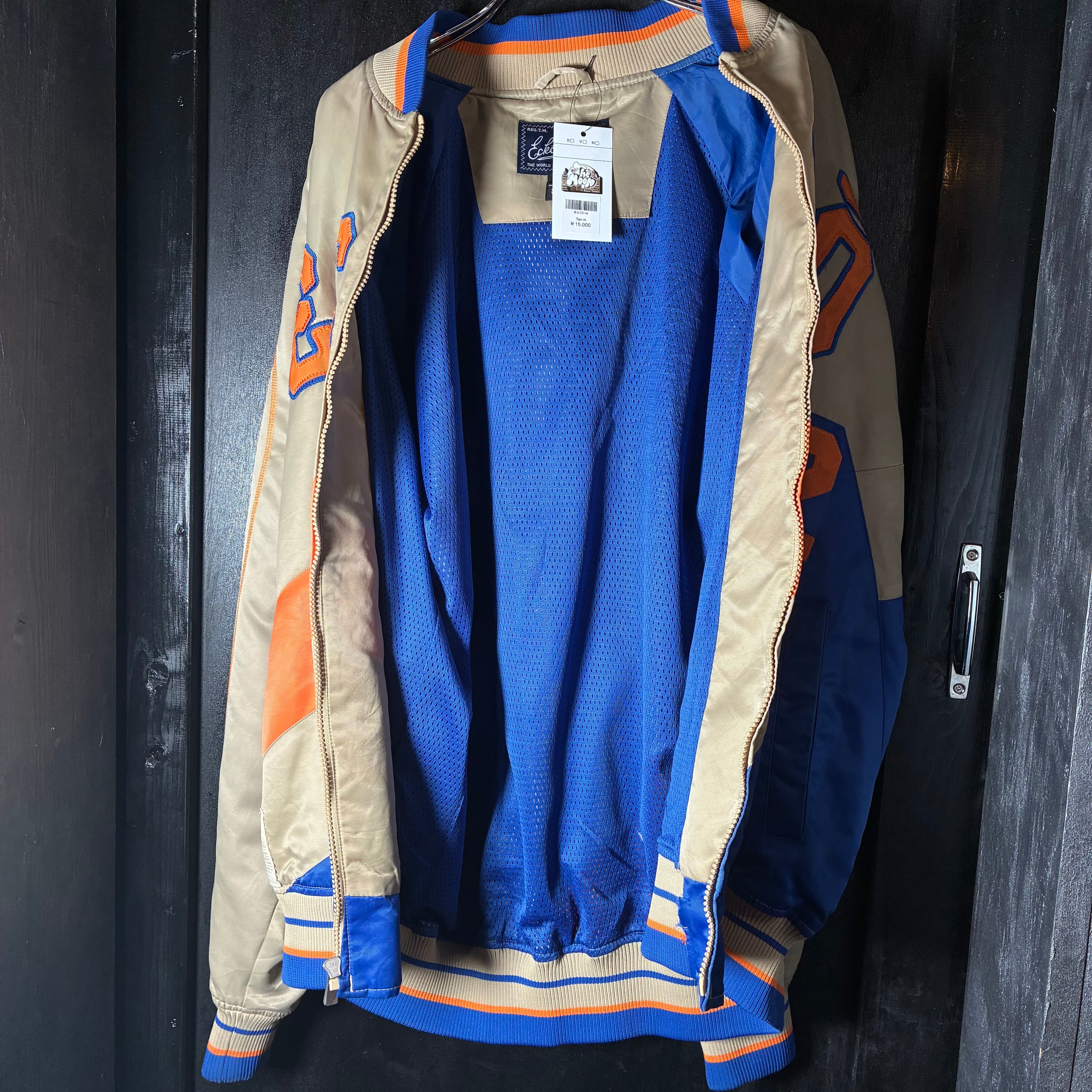 ECKO UNLTD 72 ナイロンスタジャン ベージュ オレンジ ブルー L エコー