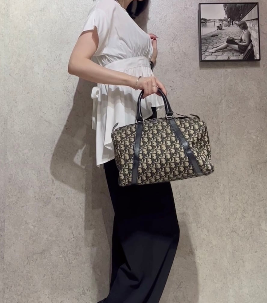 0679Christian Dior トロッター柄 ハンドバッグ クリスチャン