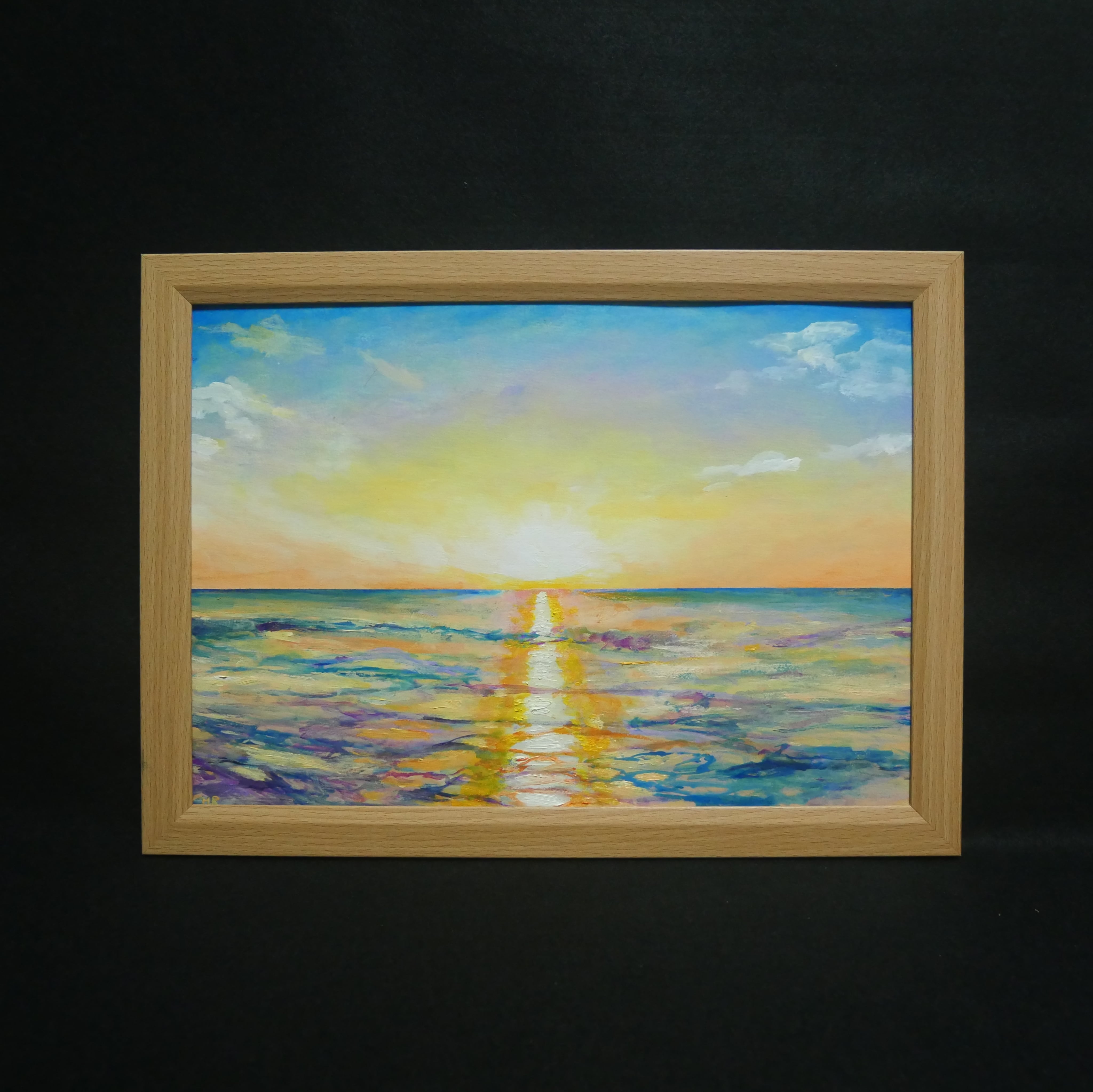 油絵 油彩 油彩画 絵 絵画【朝日に輝く海】 | HIROSHI1990