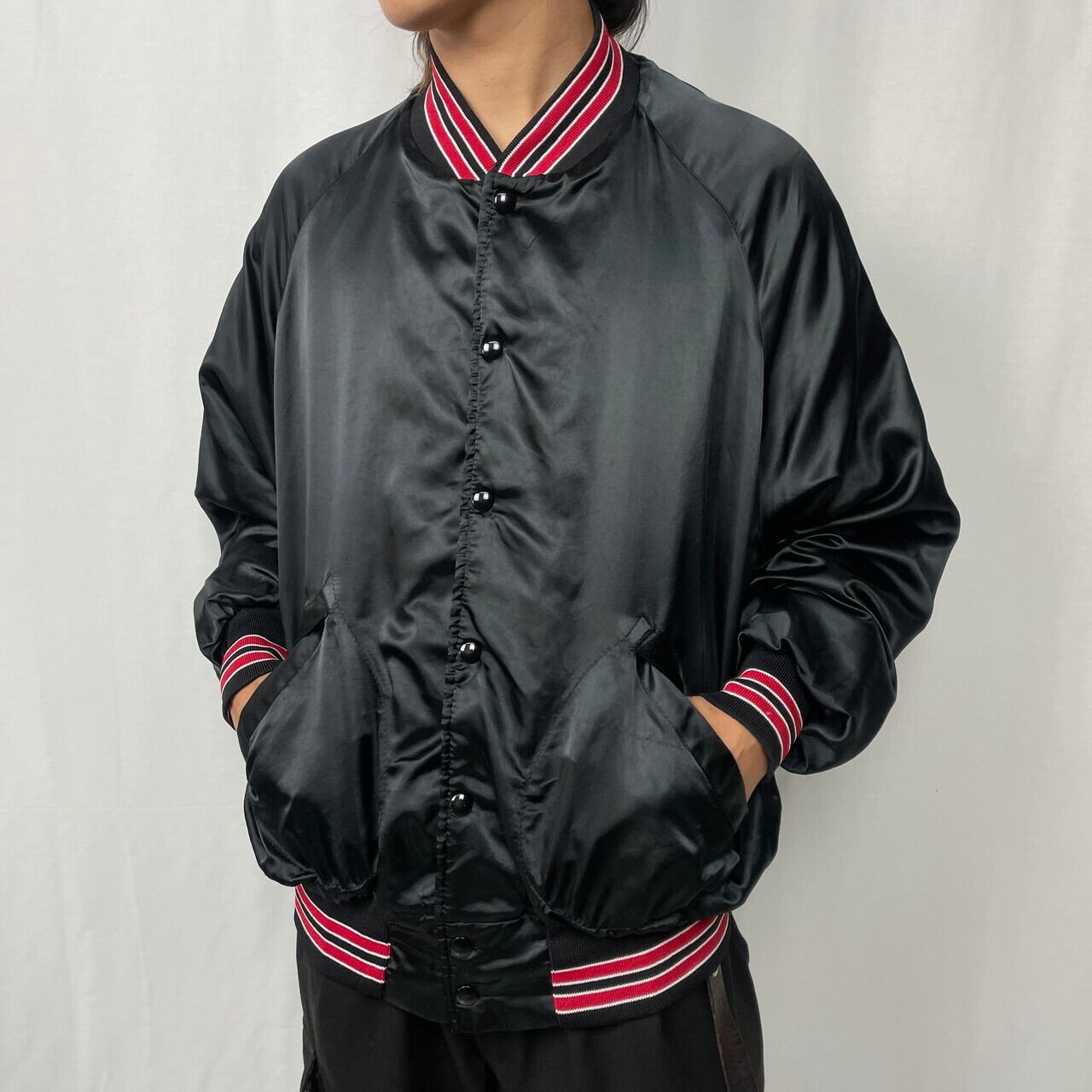 80年代 USA製 Pla-Jac by Dunbrooke ナイロンサテン スタジャン メンズ