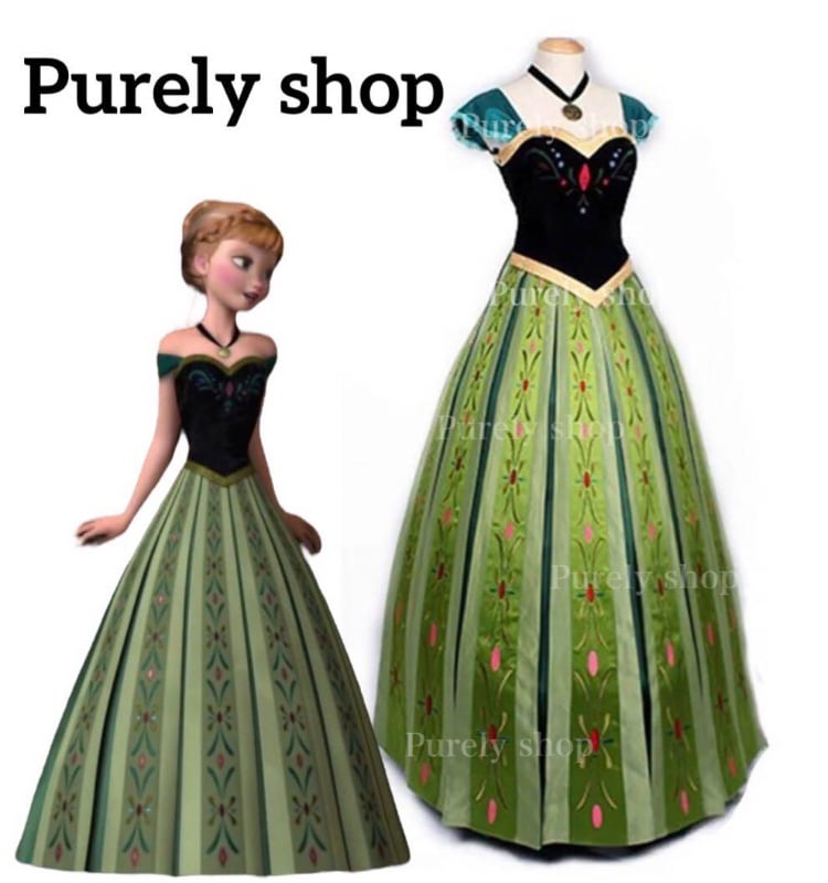 アナと雪の女王 アナ 戴冠式 グリーンドレス Dハロ コスプレ 仮装 衣装