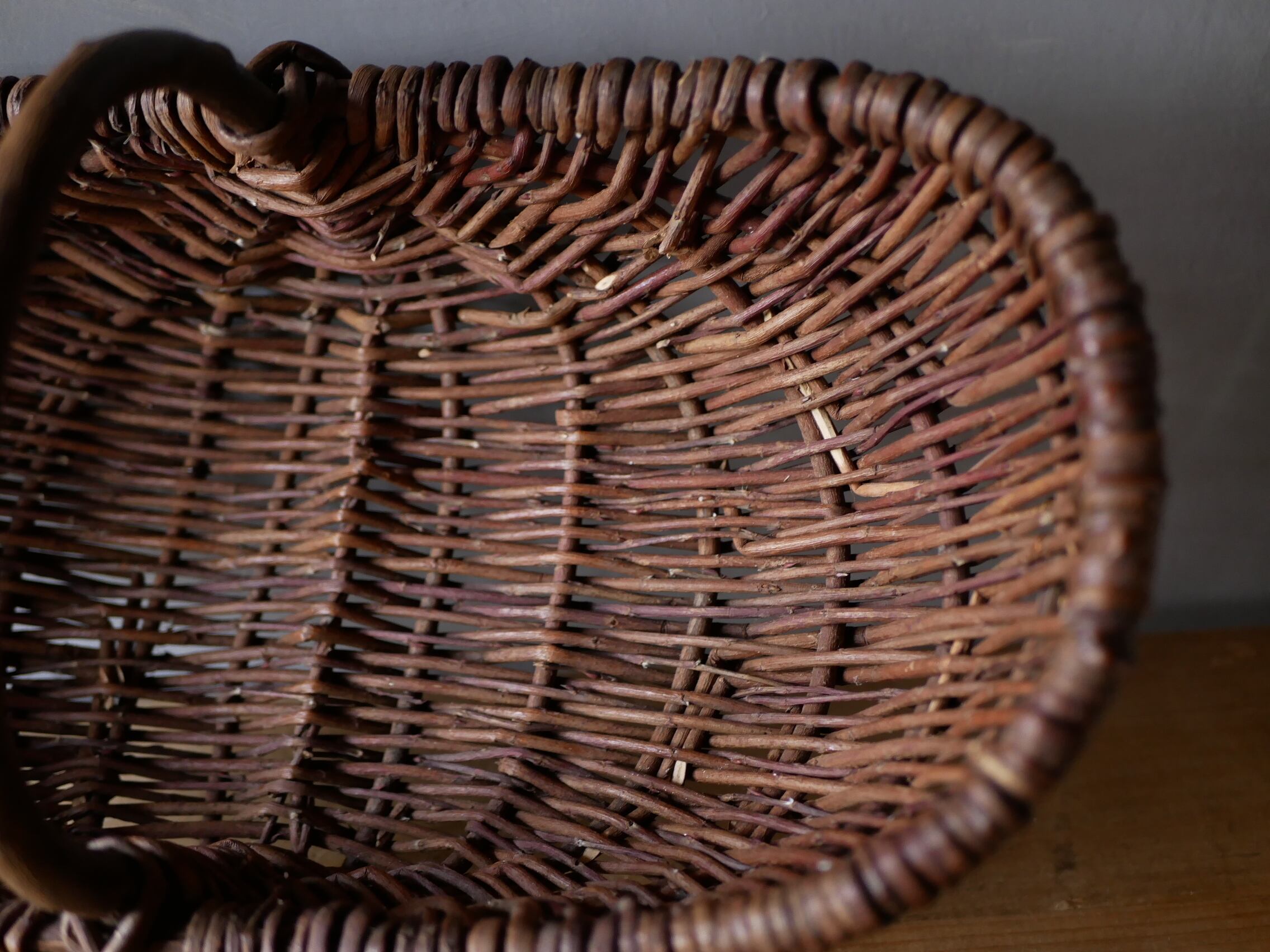 横長パニエ かご 籠 バスケット フランスブロカント アンティークの