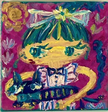 ☆一点もの☆原画ミニ油絵10cm四方】南フランスのベッキーちゃんと