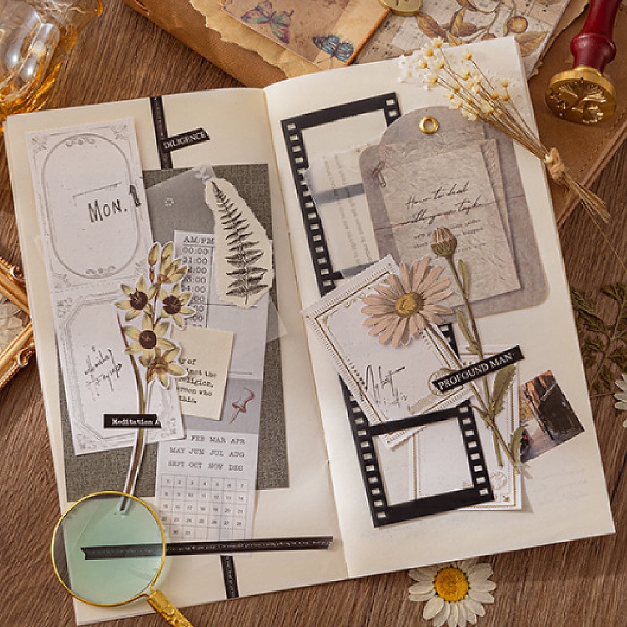 コラージュ素材 メモパッド 6種類 20枚入 フレーム メモ帳 素材紙 紙活