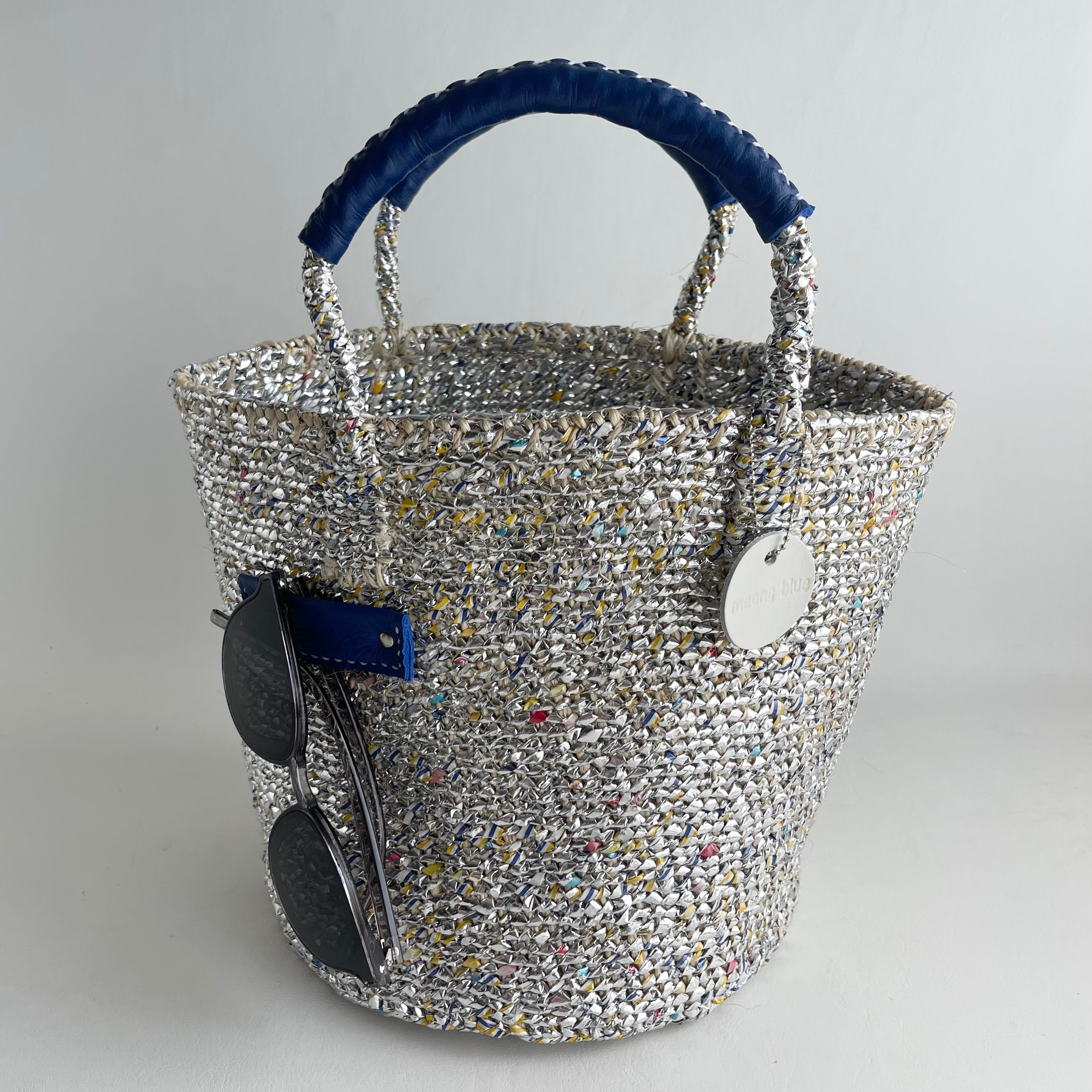 限定即納 ] SILVER MIX kago-bag / M / BLUE | meong blue