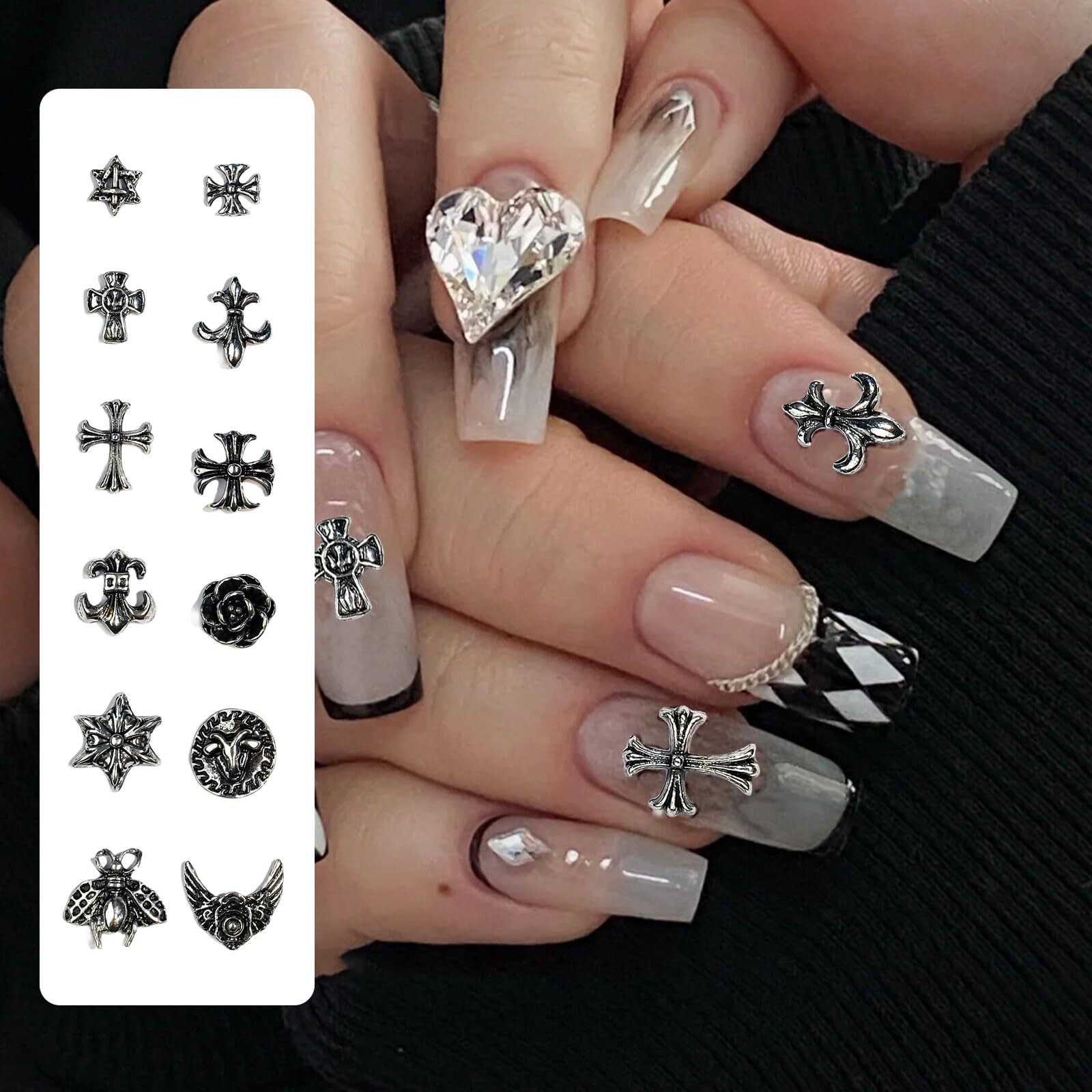 ネイルパーツ クロス 96個セット シルバー 十字架 ネイルパーツ メタル