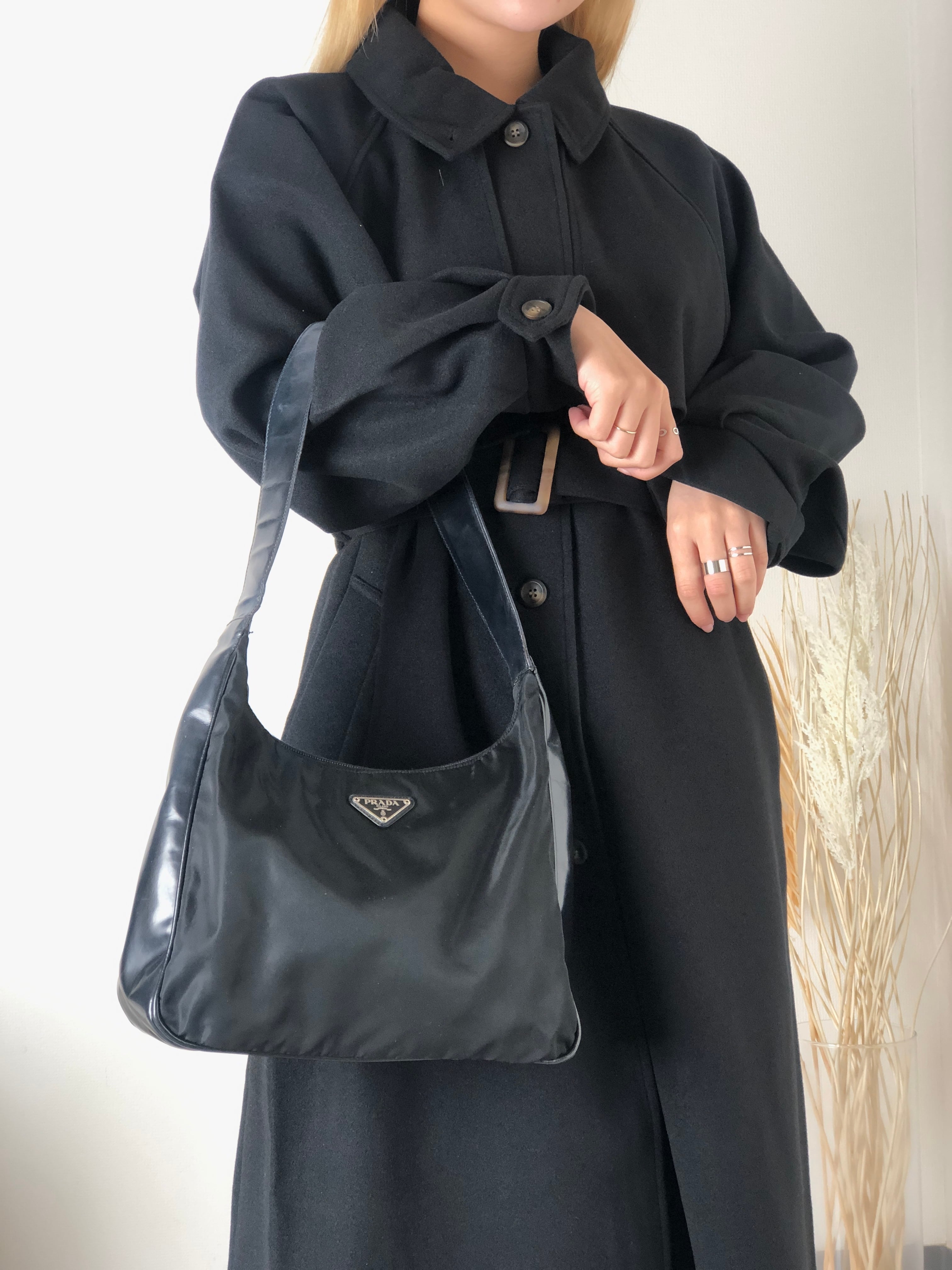 PRADA プラダ トライアングルロゴ ナイロン レザー ホーボーバッグ