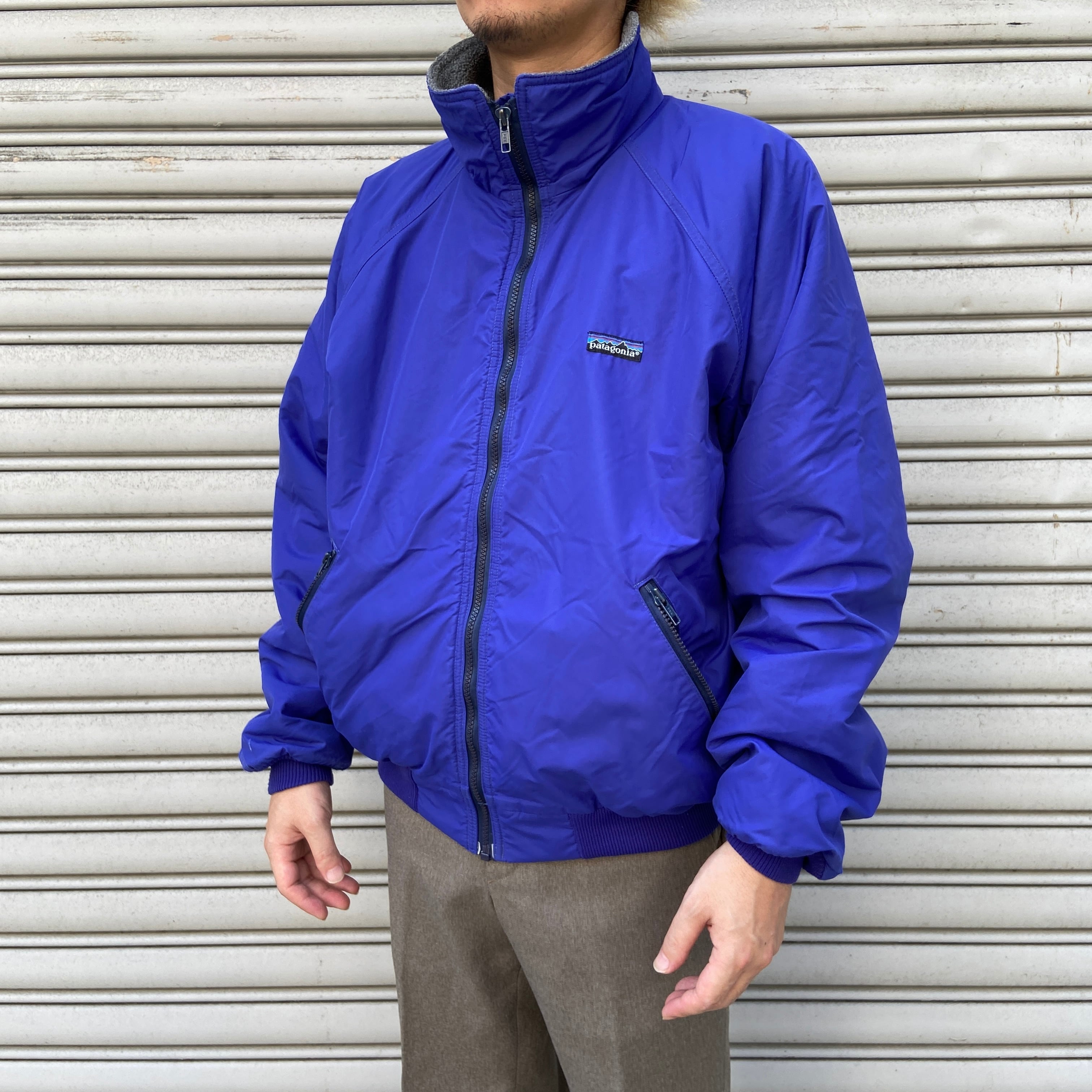 80s USA製 パタゴニア シェルドシンチラジャケット 三角タグ L ブルー