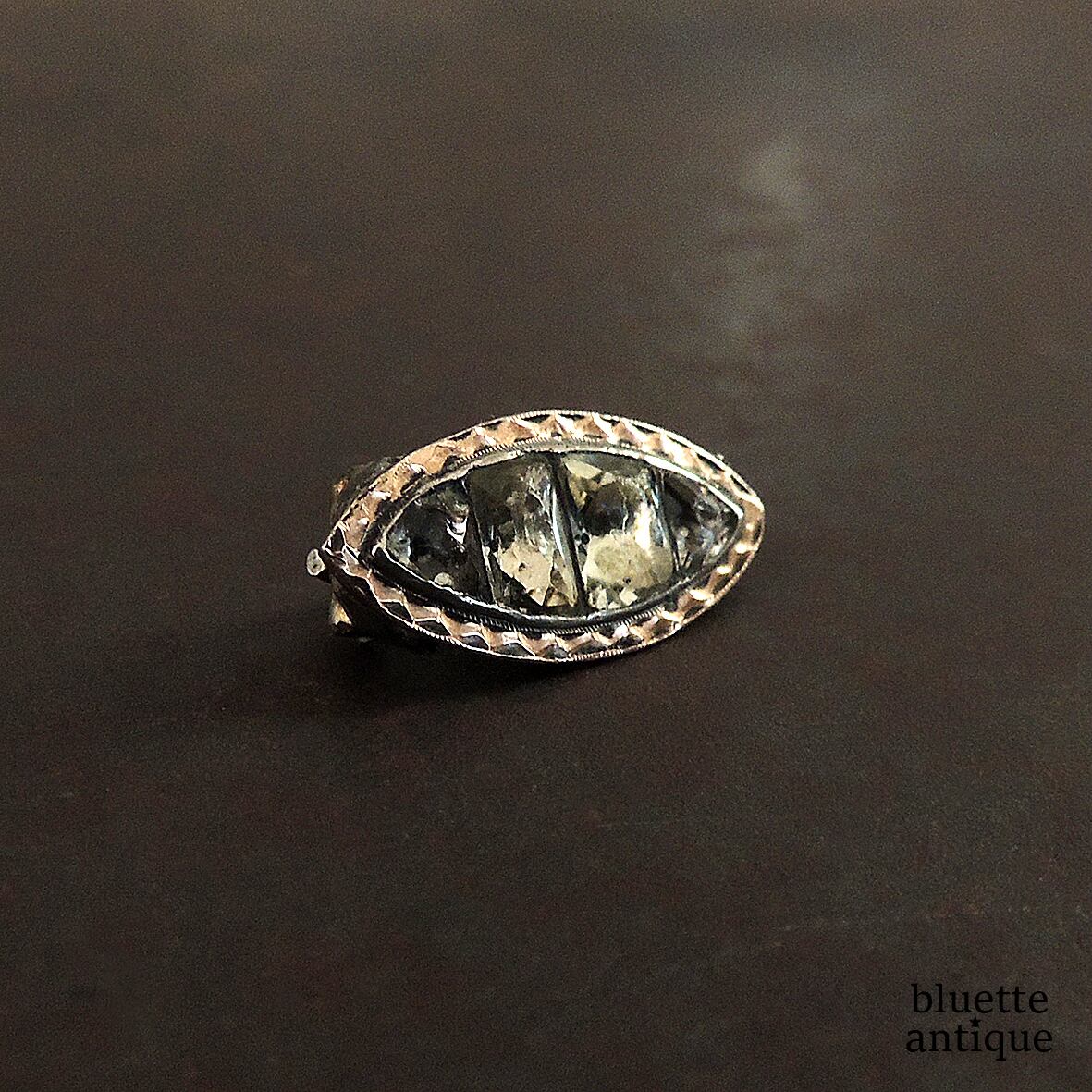 アンティークジョージアンオーバルペーストガラスブローチ