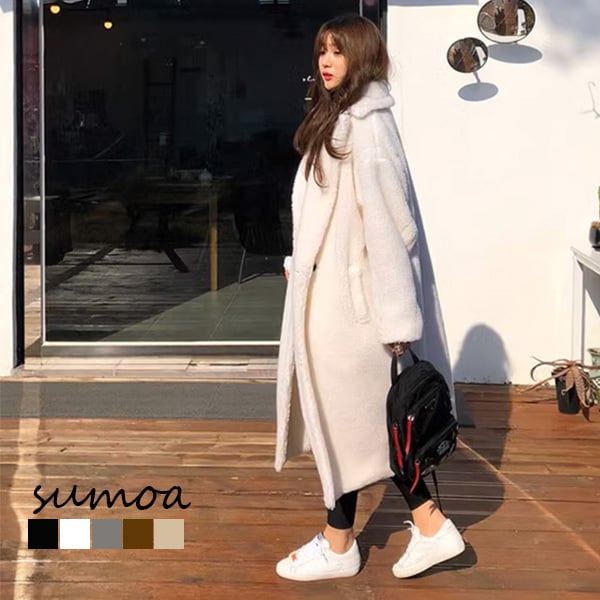 テディベアコート ロングコート ボア テディ ベア ワイド テディボア