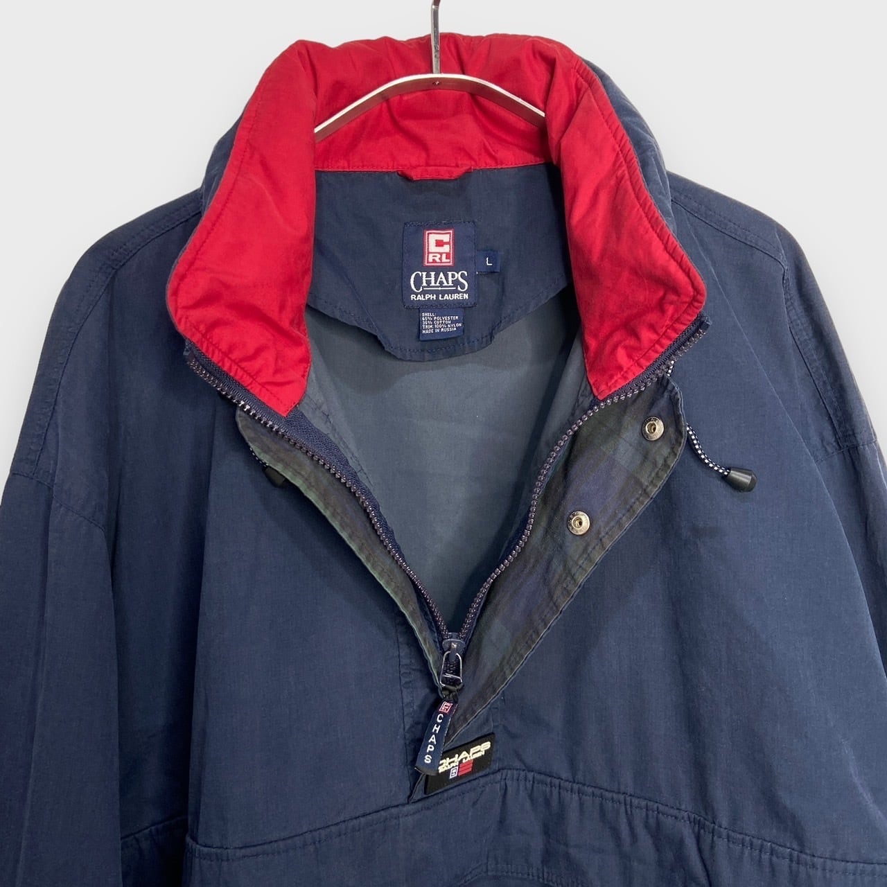 90s CHAPS ラルフローレン アノラックパーカー プルオーバー 紺 L