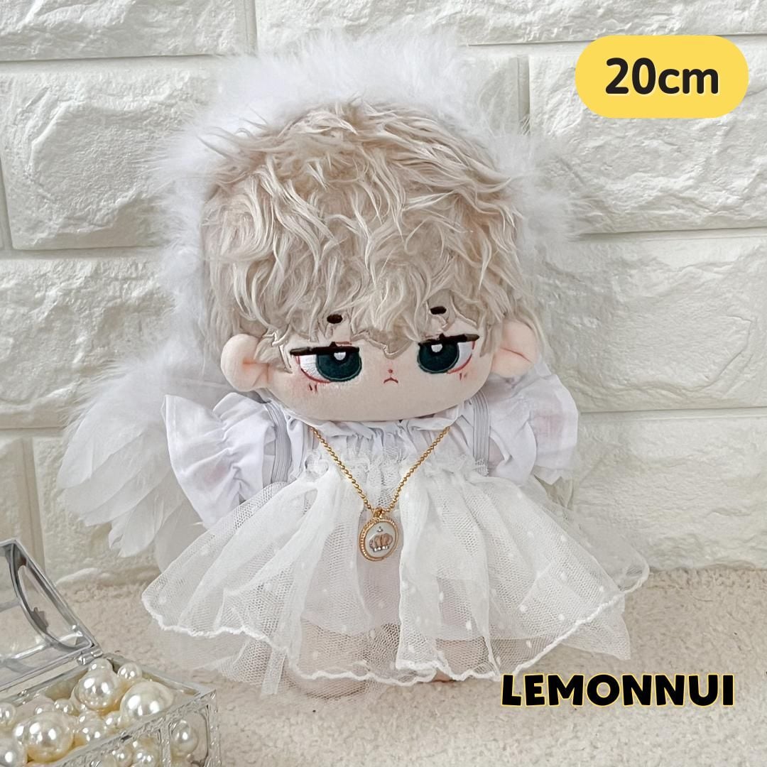 20cm 着せ替え ぬいぐるみ服 ぬい服 翼 白天使 カチューシャ綿人形