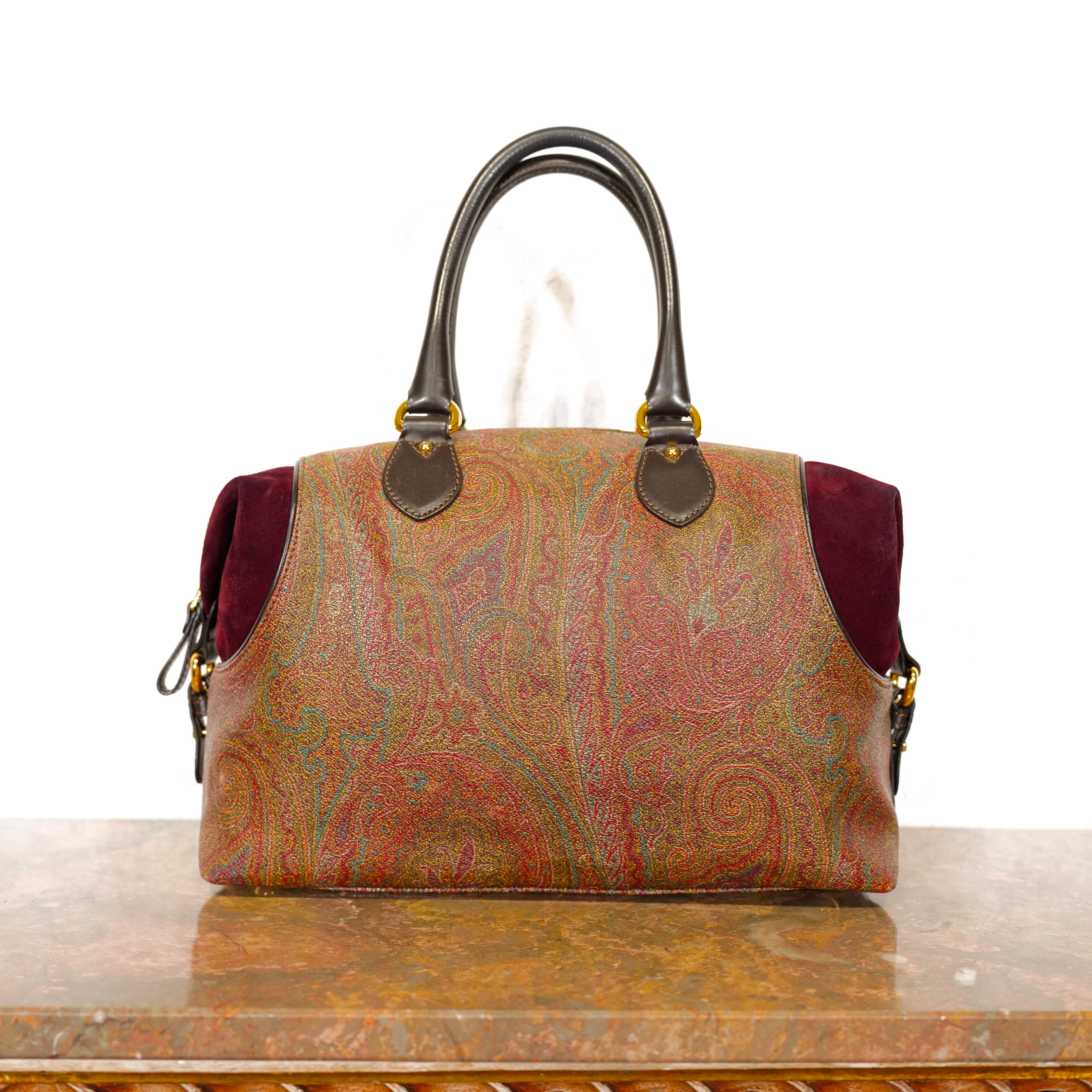ETRO PAISLEY PATTERNED LEATHER SWITCHED DESIGN 2WAY BOSTON