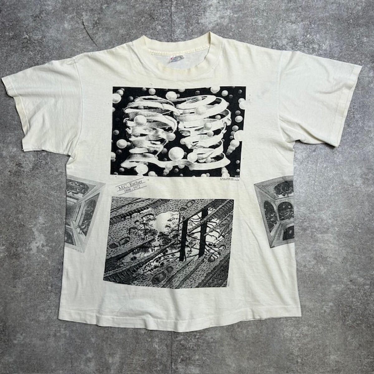 90's M.C.Escher art Printed Tee M.C.Escher エッシャー アート