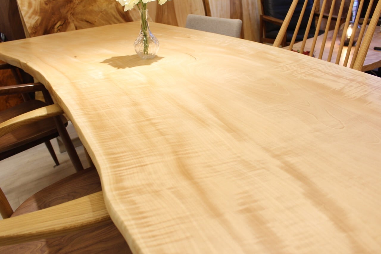 白栃（トチ） 全面トラ杢 一枚板 2060×730-860-950×50 18472 | 千年