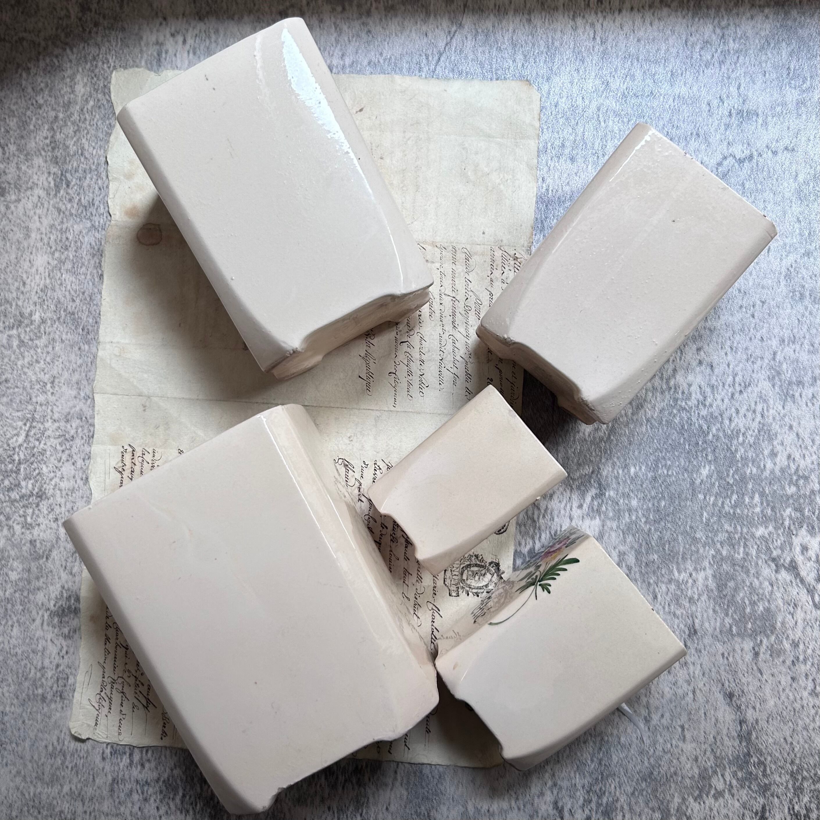 陶器製 ハンドペイントのキャニスター フランス アンティーク 5個