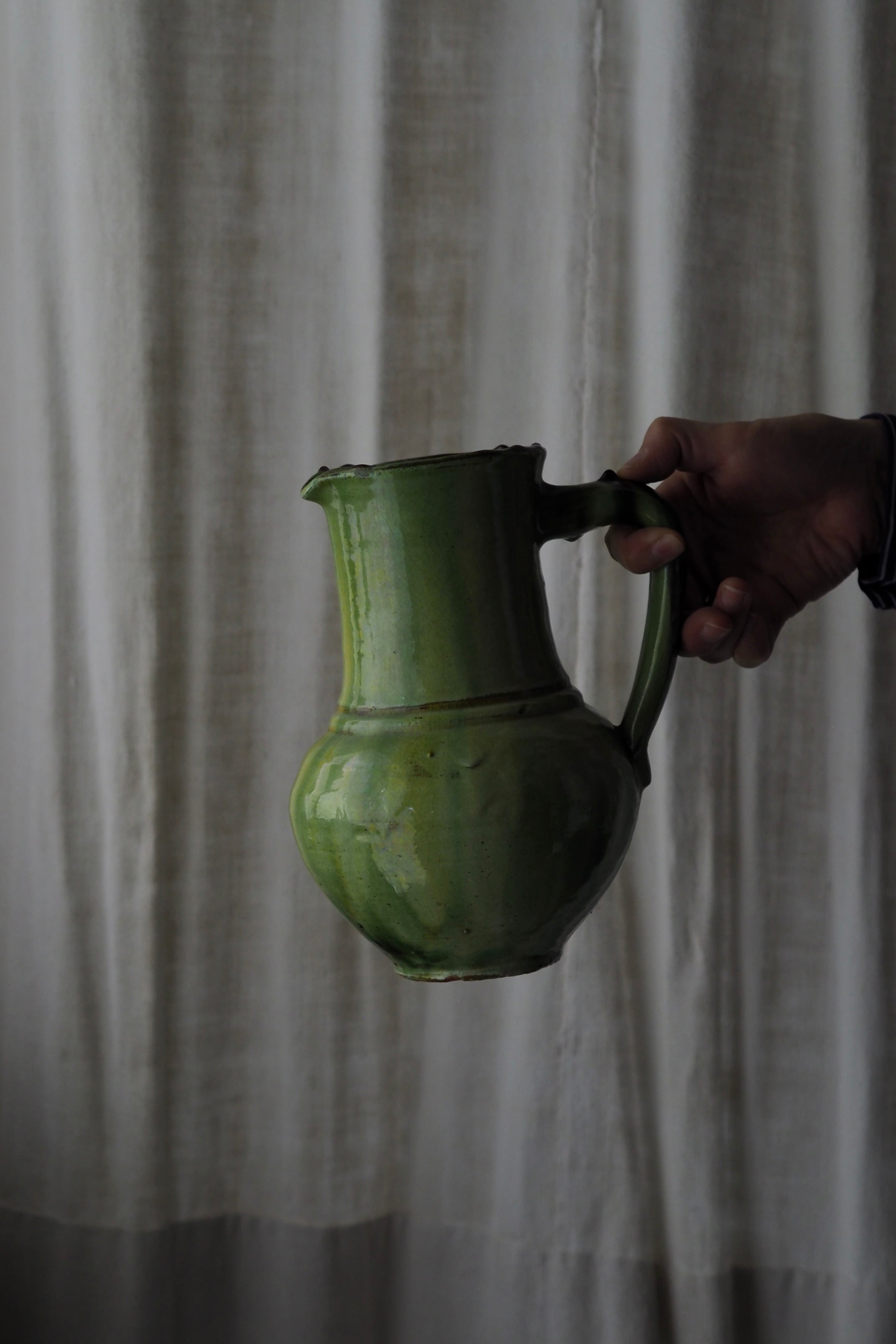 緑釉の水差し-antique pottery pitcher | アンティーク.ヴィンテージ