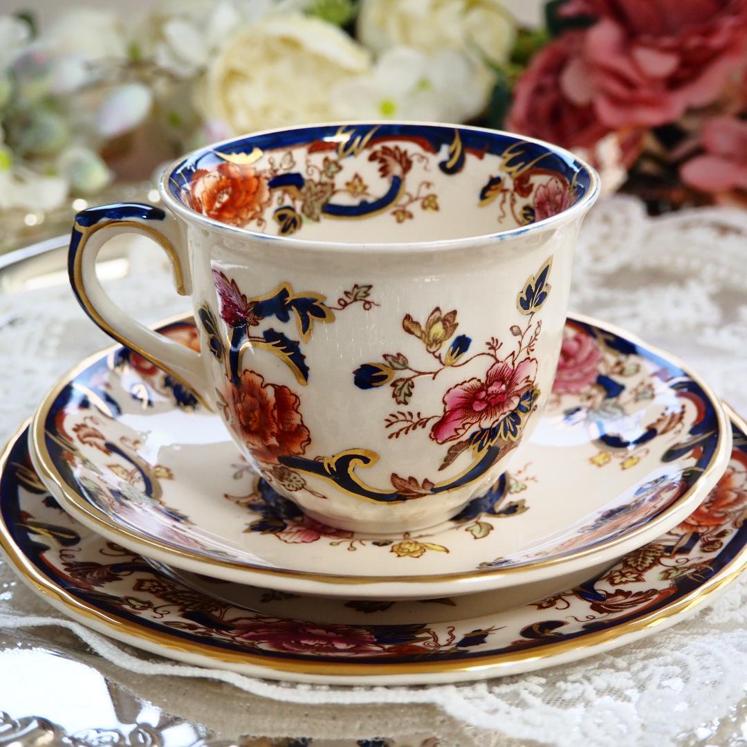 メイソンズ ブルー マンダレイ ピオニー カップ ソーサー プレート 2客