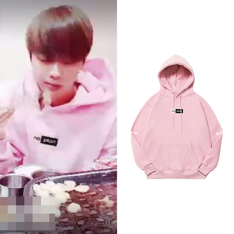 ユニセックス NO PLAN ピンクフーディー BTS ジン着用モデル | 日本未