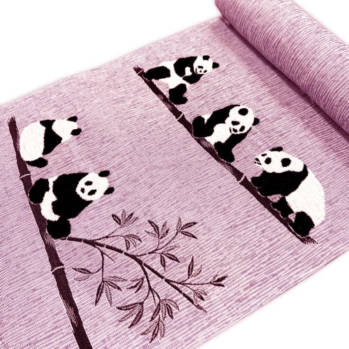 正絹 紬 未仕立て 6-2238 名古屋帯 しゃれ物 パンダ | 5291ban