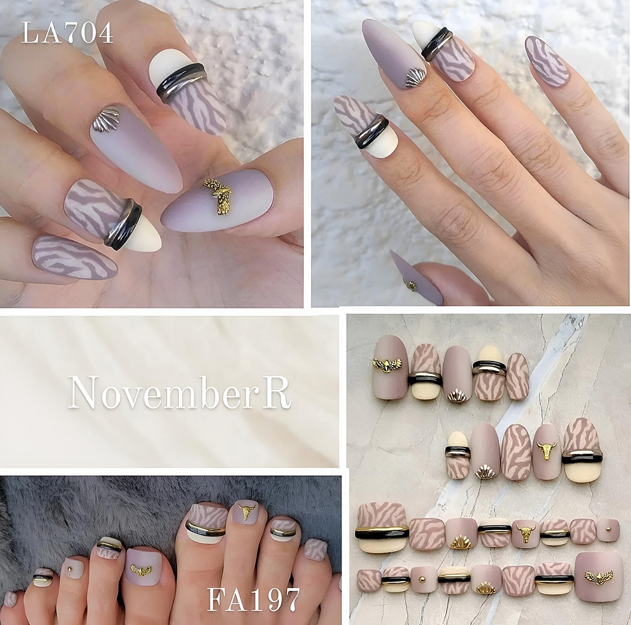 LA704☆くすみカラーのゼブラネイルチップ | NovemberR 〰️ネイル