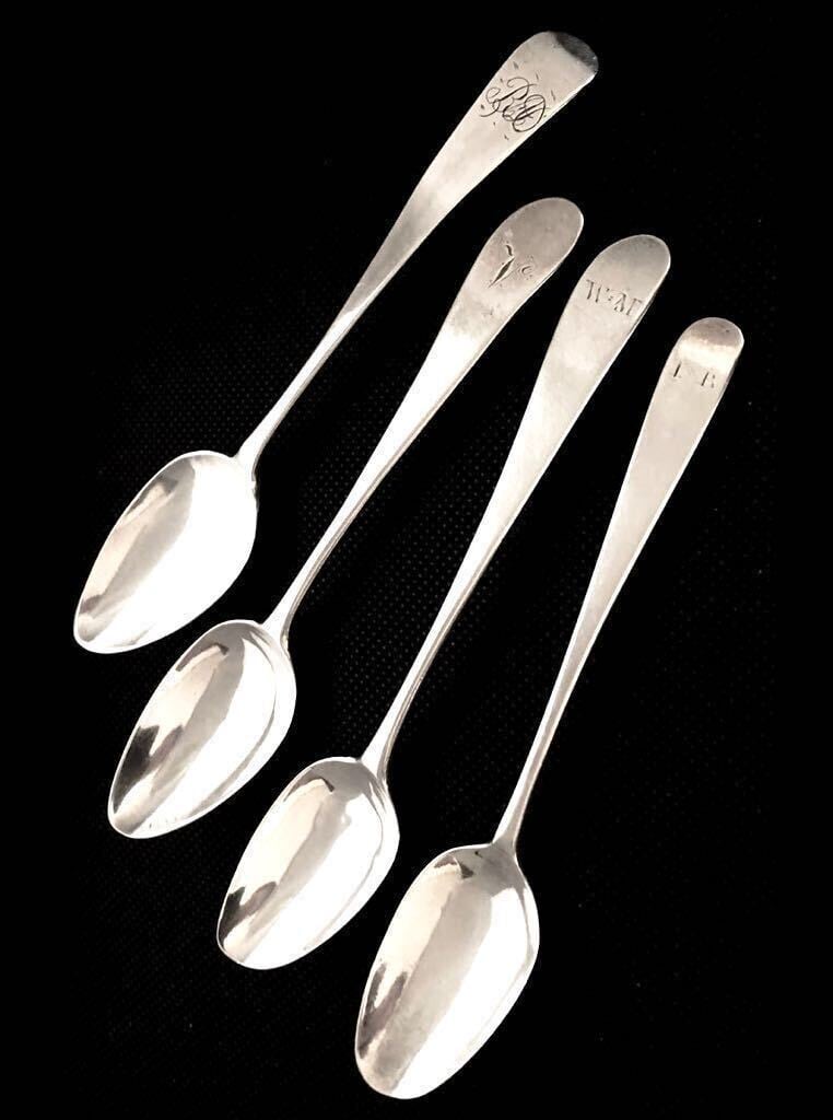 英国アンティーク ティースプーン4本 ジョージアン・シルバー 純銀48.2