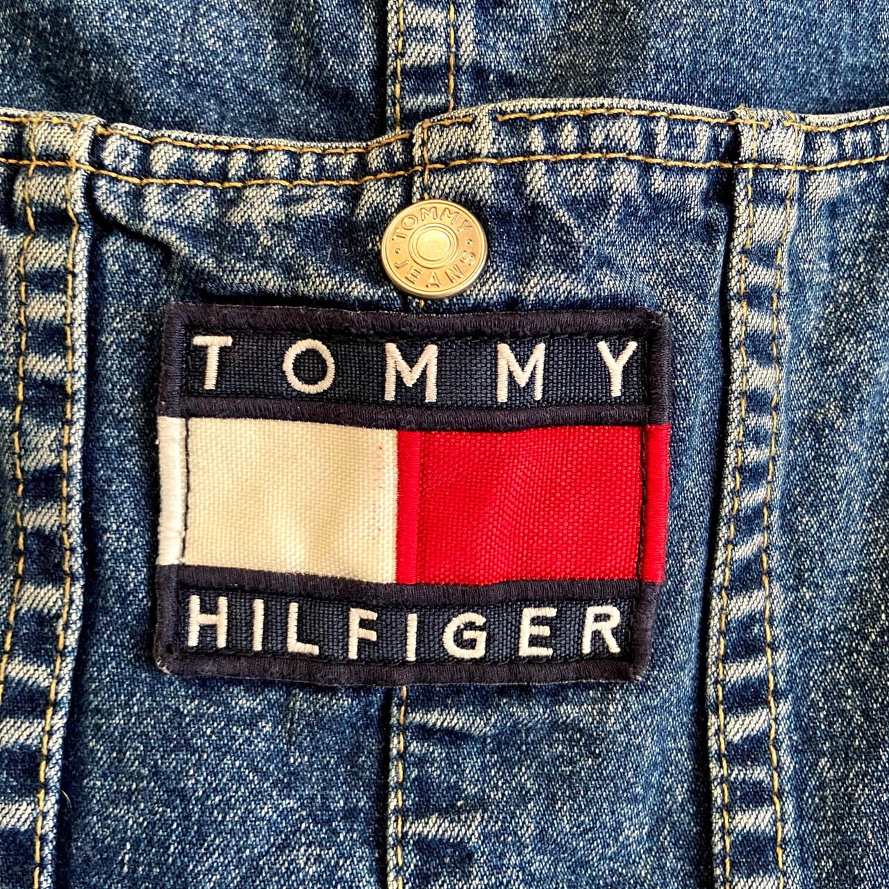 90年代 TOMMY HILFIGER トミー オーバーオール メンズM 古着 90s