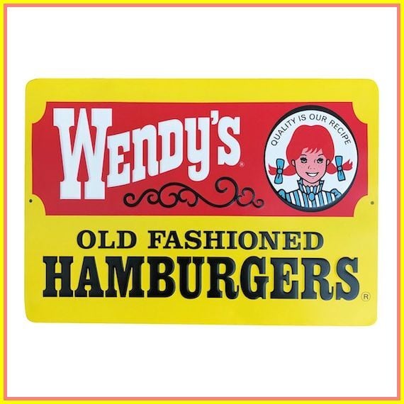 ウェンディーズ】wendy's/ハンバーガー/エンボス/ブリキ/看板/スクエア