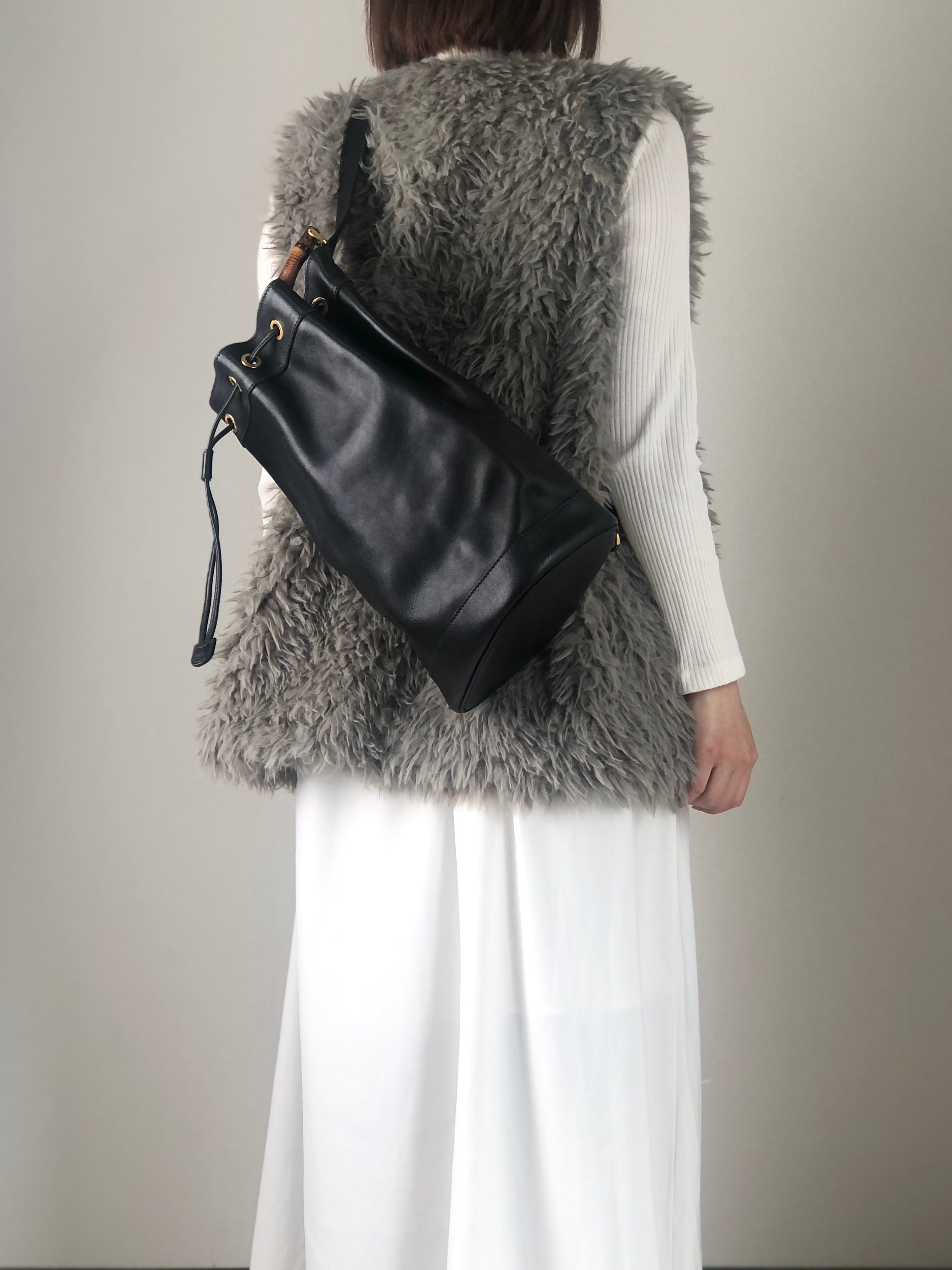 GUCCI GUCCIバンブー巾着バック バンブー ボディバッグ ワンショルダー