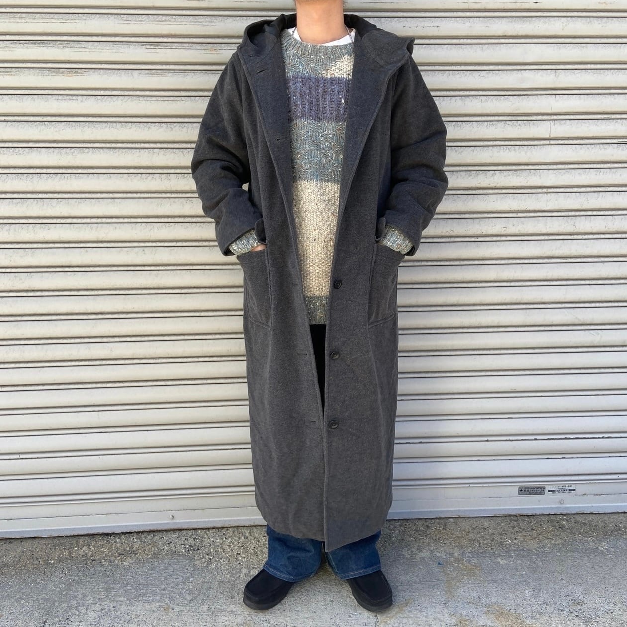 Eddie Bauer エディーバウアー フード付ロングマキシコート グレー L