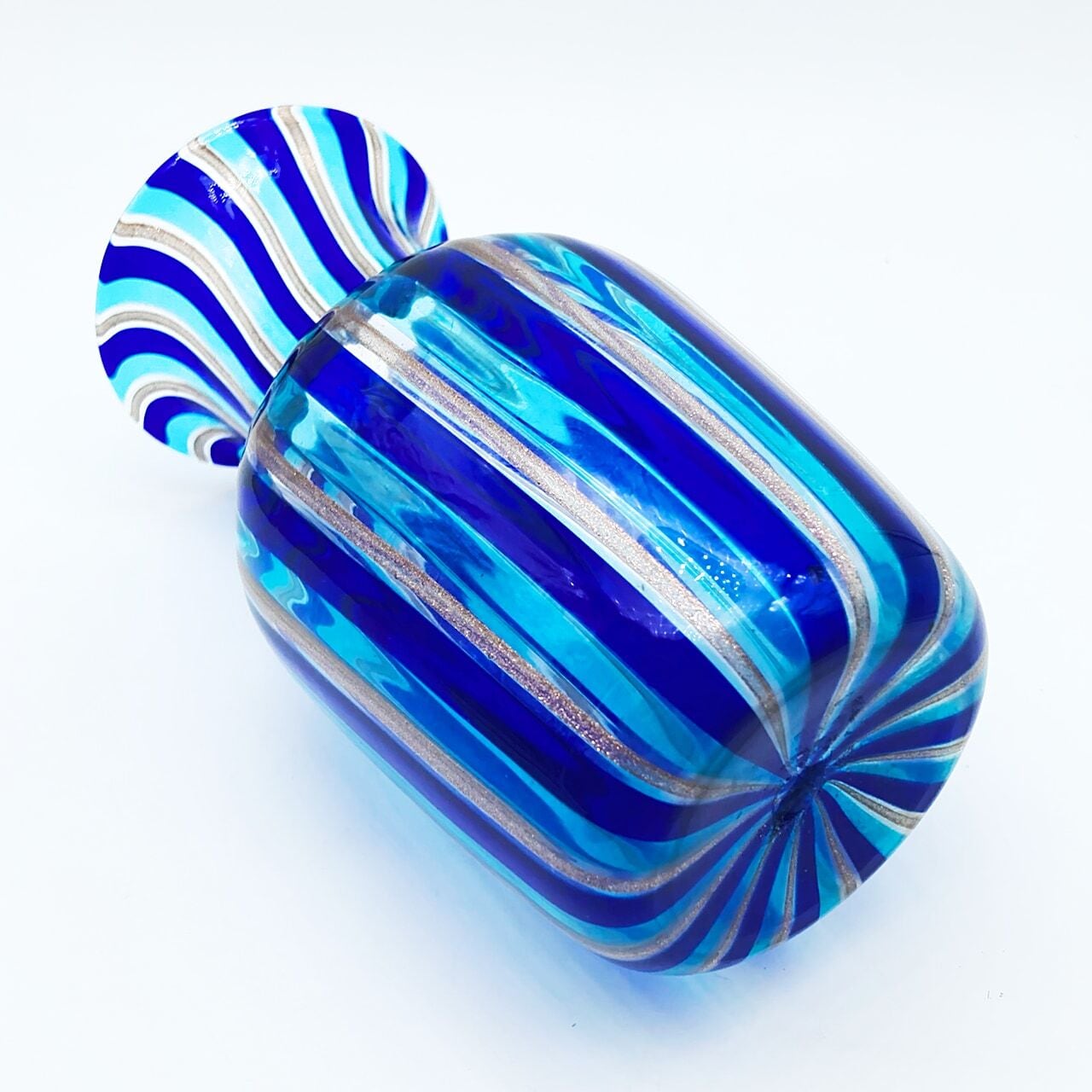ヴェネチアガラス ムラノ イタリア 花瓶 フィリグラーナ ストライプ