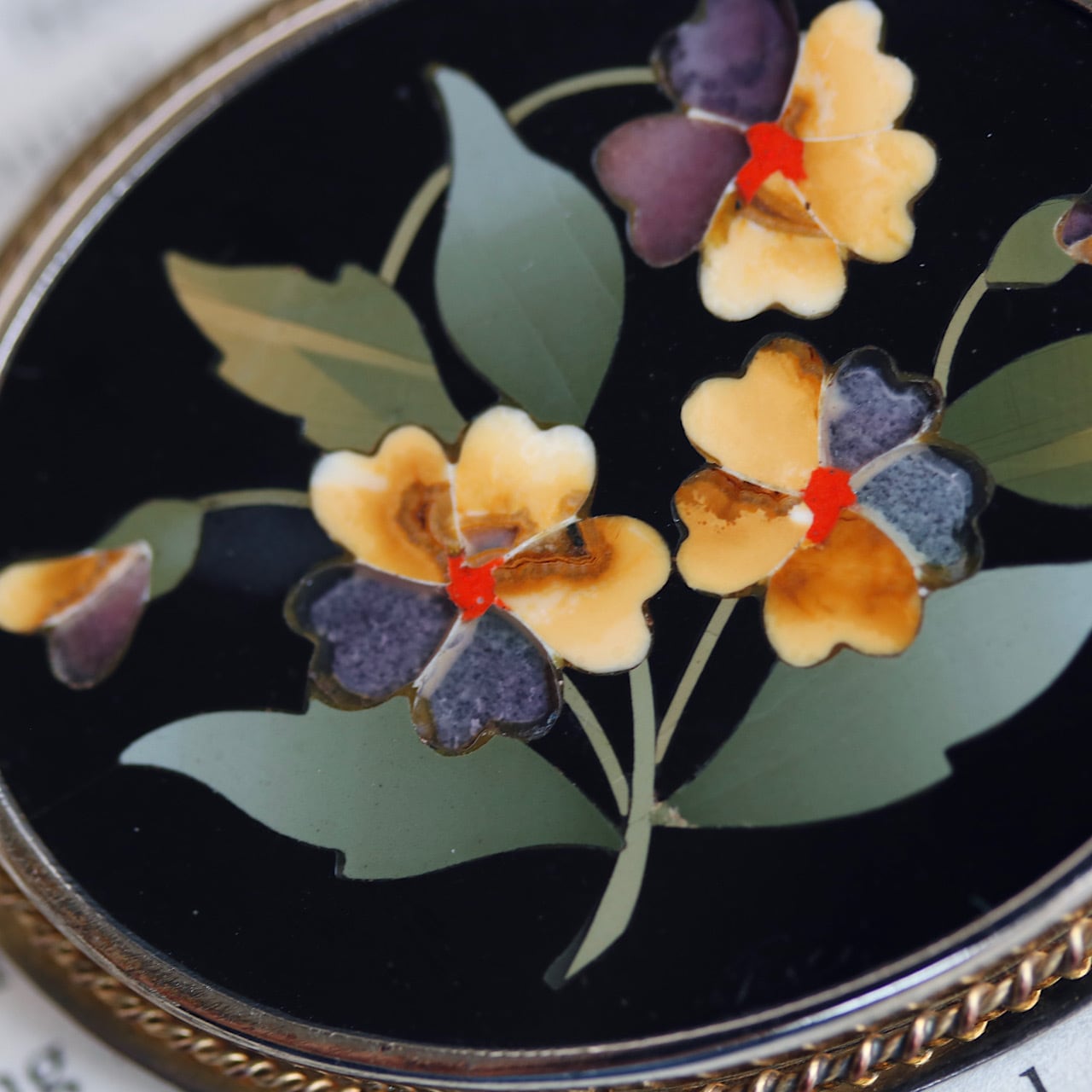 silver800 スミレの花 フローレンスモザイク ピエトラドュラ