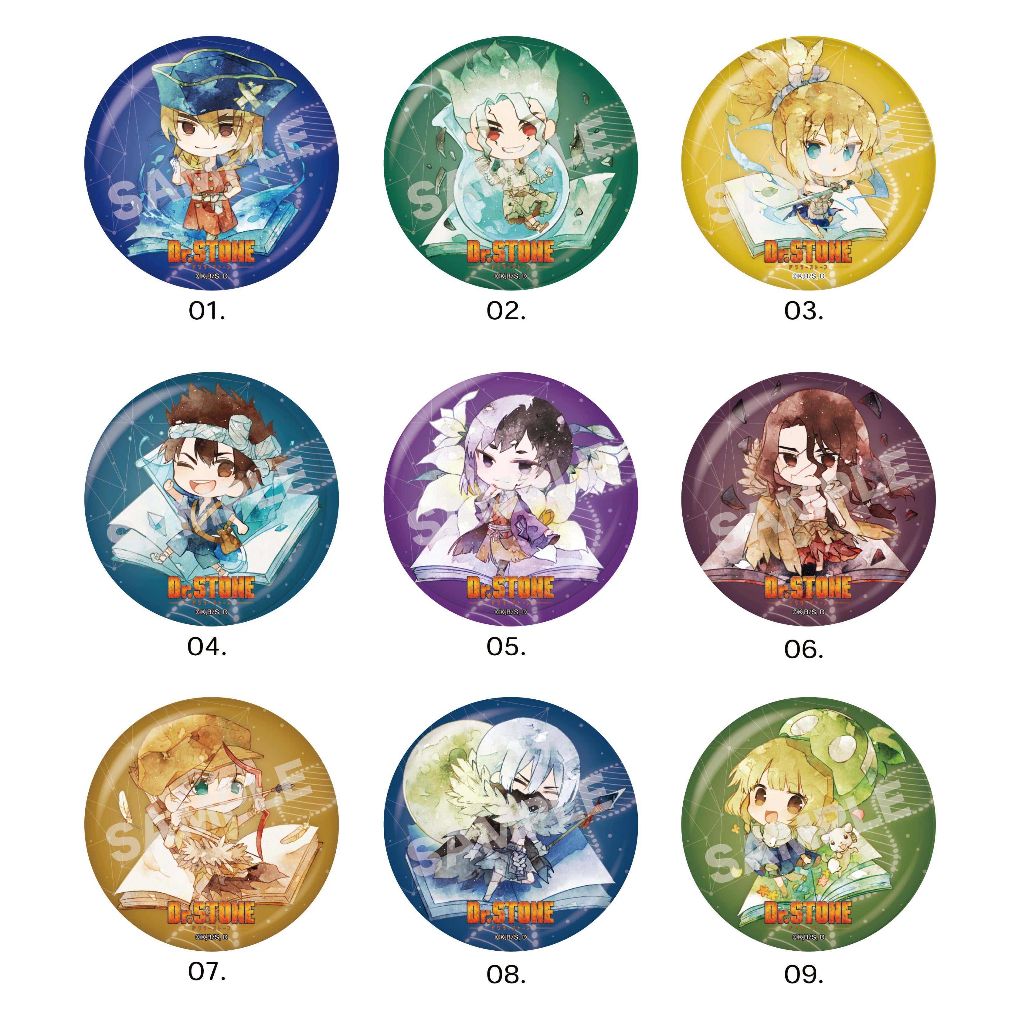 Dr.STONE キャラでるアート メタリック缶バッジ /01 第1弾 1BOX