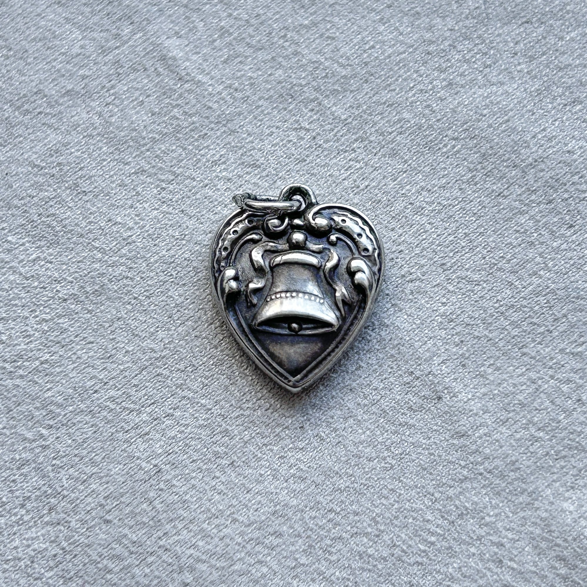 40s Sweet Heart jewelry Puffy Heart Sterling WWⅡ Forget me not 第