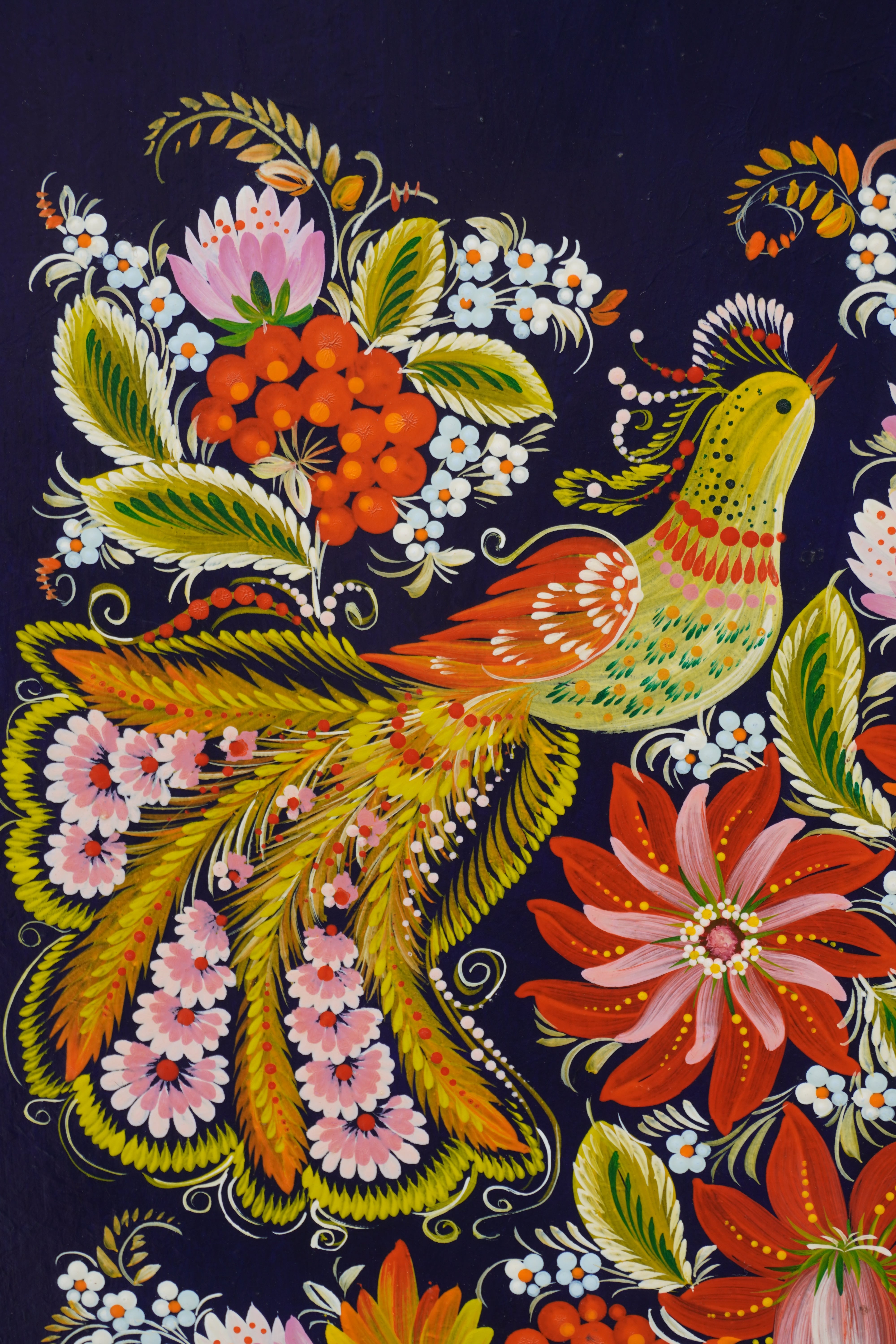 小さな村】ペトリキフカ・壁掛け手描きアートパネル（Khomenkoモデル