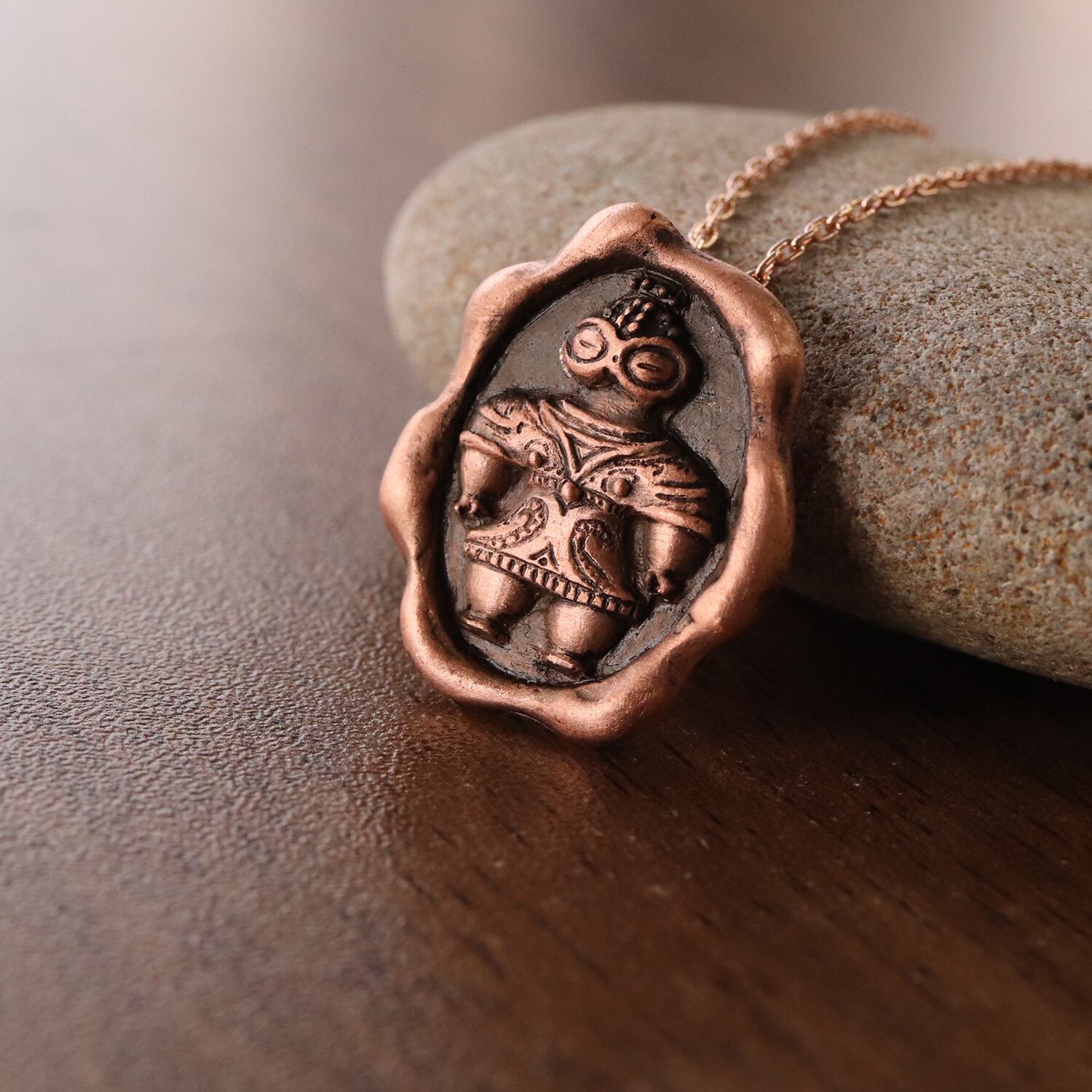 封蝋・シーリング風 遮光器土偶ネックレス （659-800/純銅製