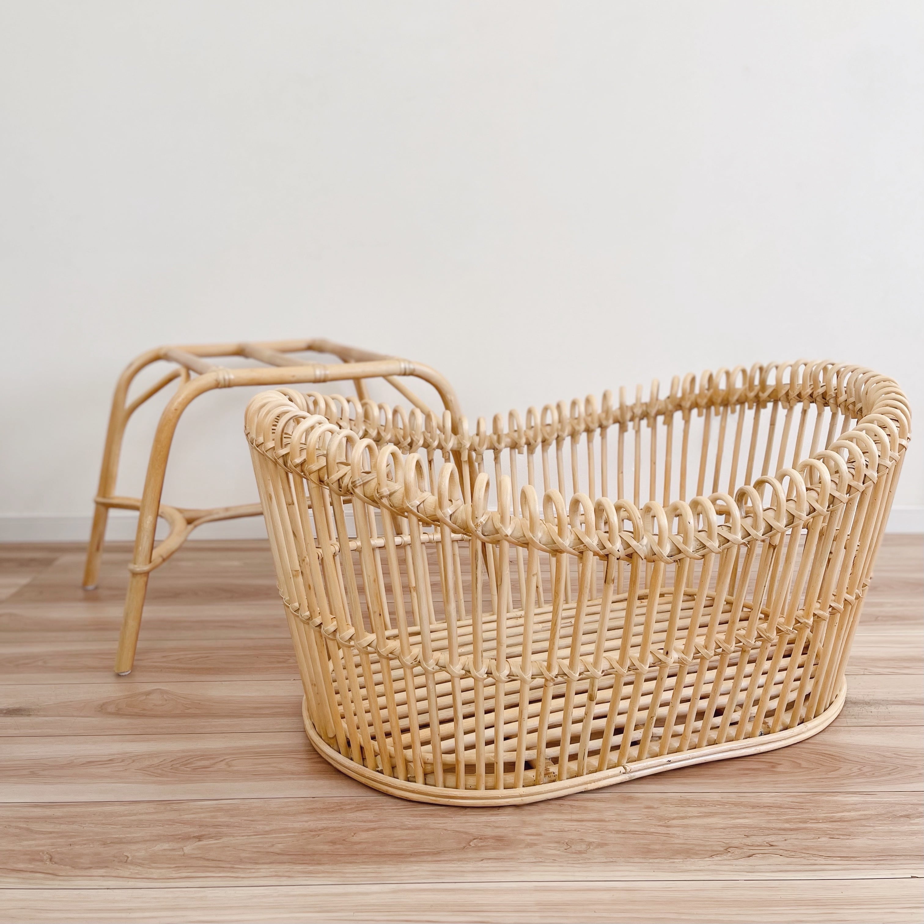 数量限定】ラタン ベビーベッド (マットレス付き) | HappyFace ラタン