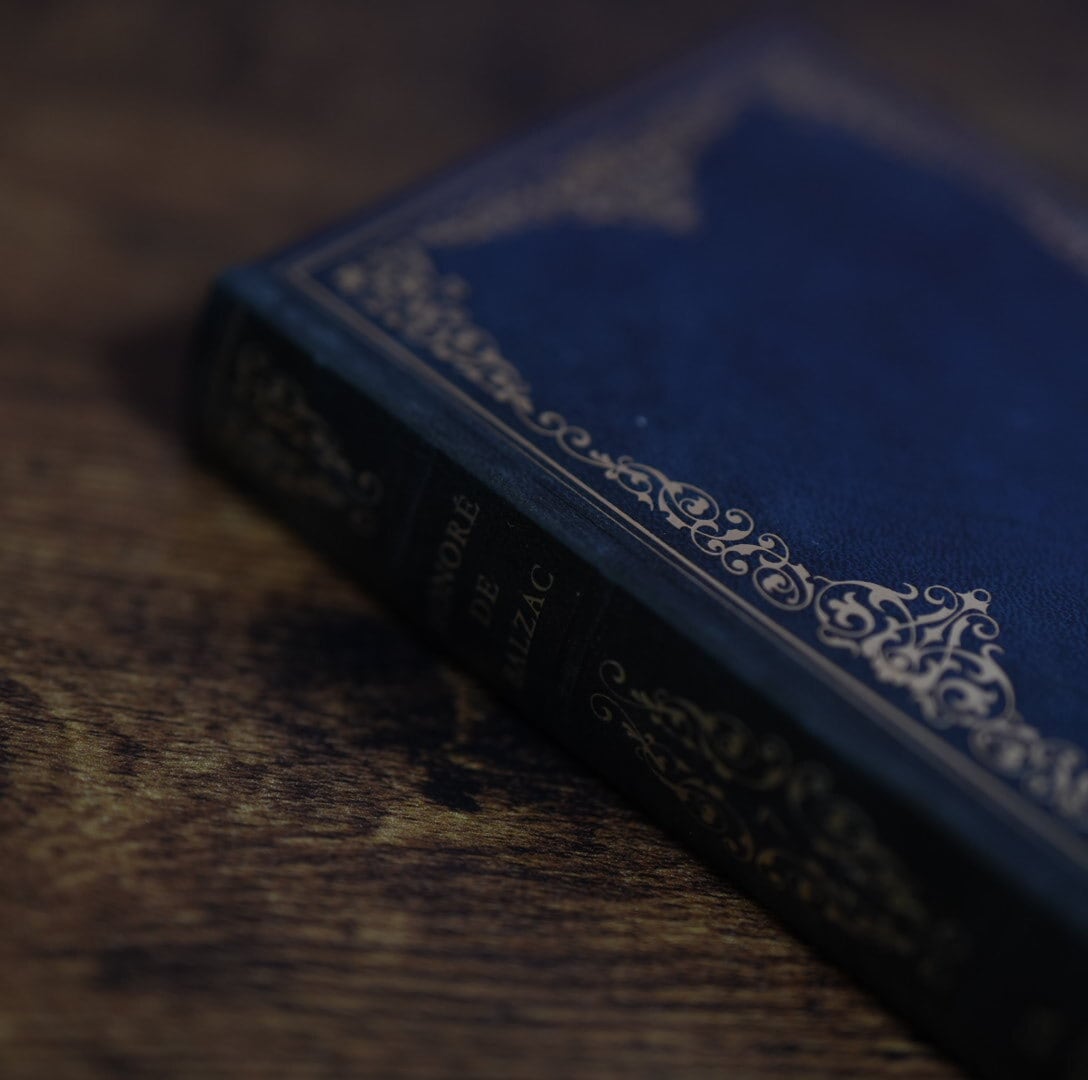 ゴールドの装飾が素敵な青色の洋書 古書 ヴィンテージ インテリア