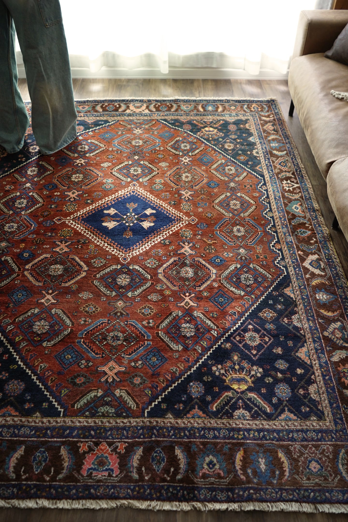 早い者勝ち 断捨離 ヴィンテージラグ ペルシャ絨毯 253㎝×257㎝ 大判