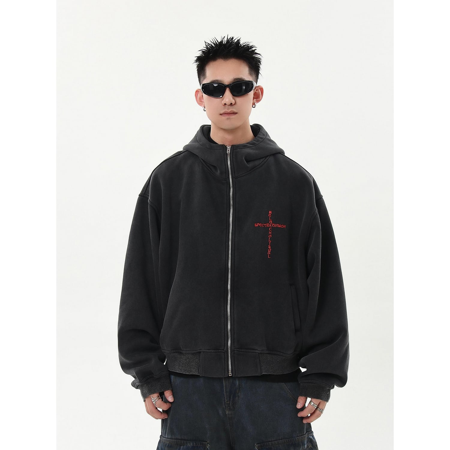 VINTAGE クロス刺繍 ジップパーカー T1390 | wshot