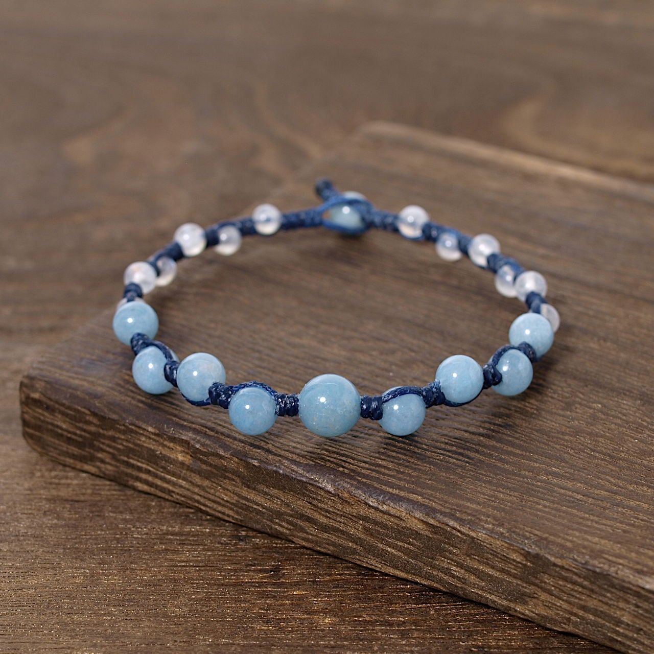 限定】トロレアイト＋レインボームーンストーンつゆマクラメ