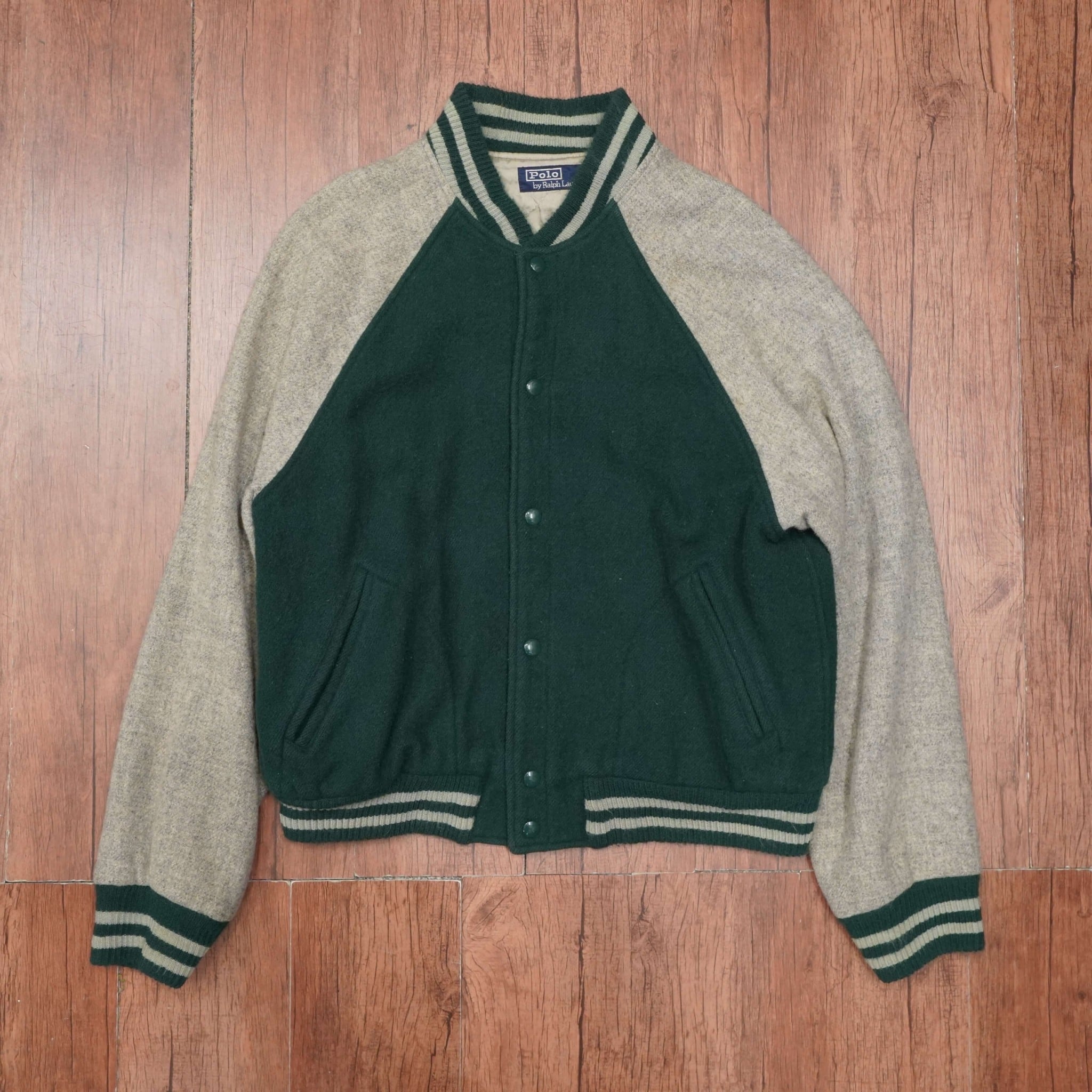 ralphlauren ウール スタジャン 無地 L/ラルフローレン 90s | 古着屋