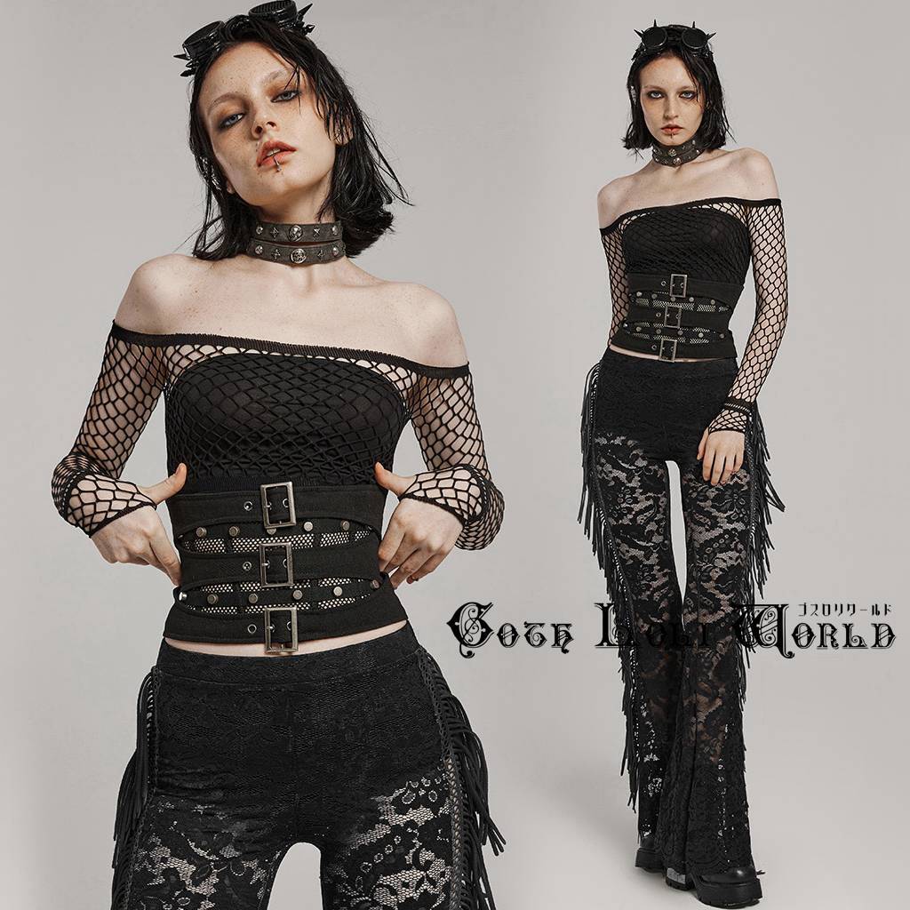 即納/送料無料】WS-619YDF-BK カジュアルメッシュパンクロック