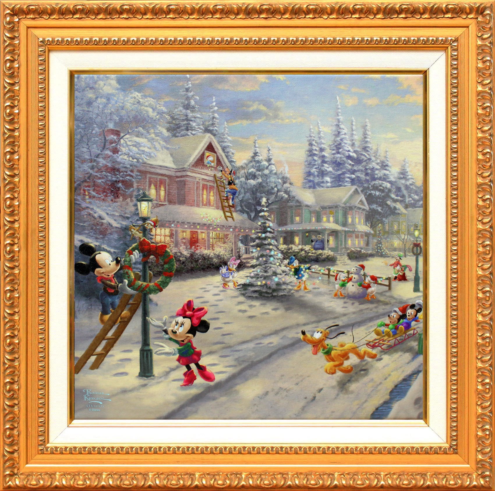 ディズニー絵画 額付き ミッキー&ミニー/ビクトリアン クリスマス 展示