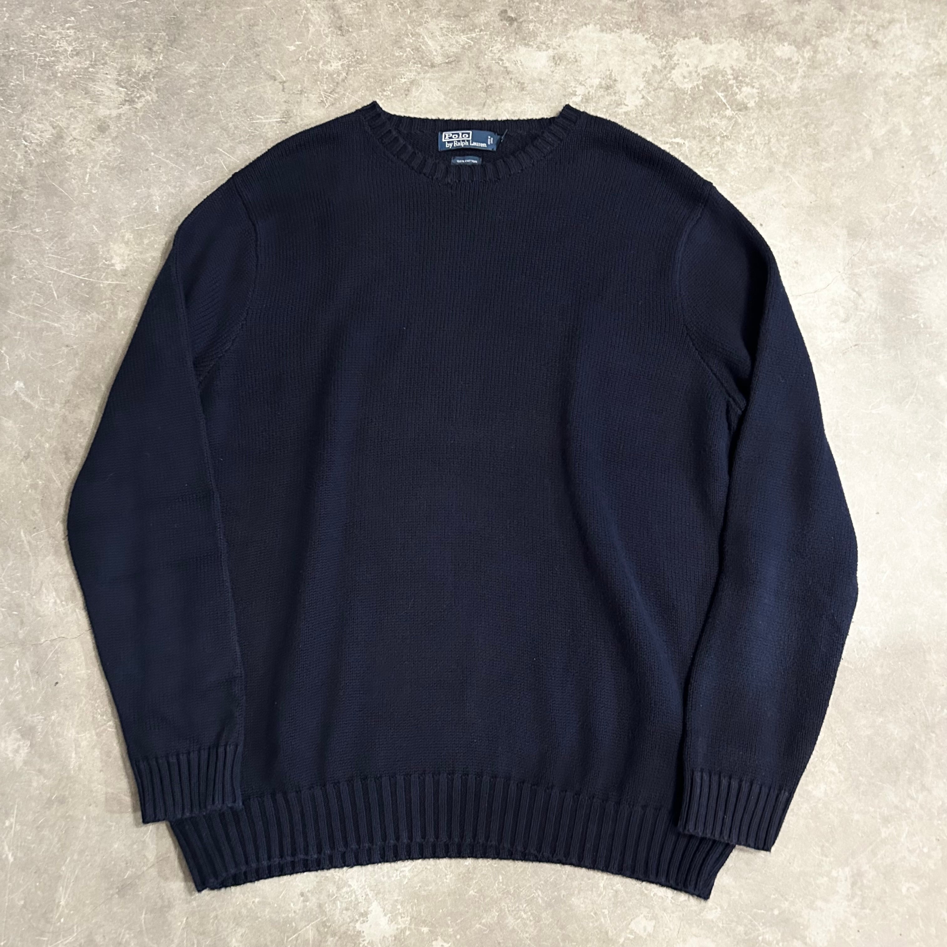 90s Polo Ralph Lauren No Pony Cotton Knit 2L / ポロ ラルフローレン