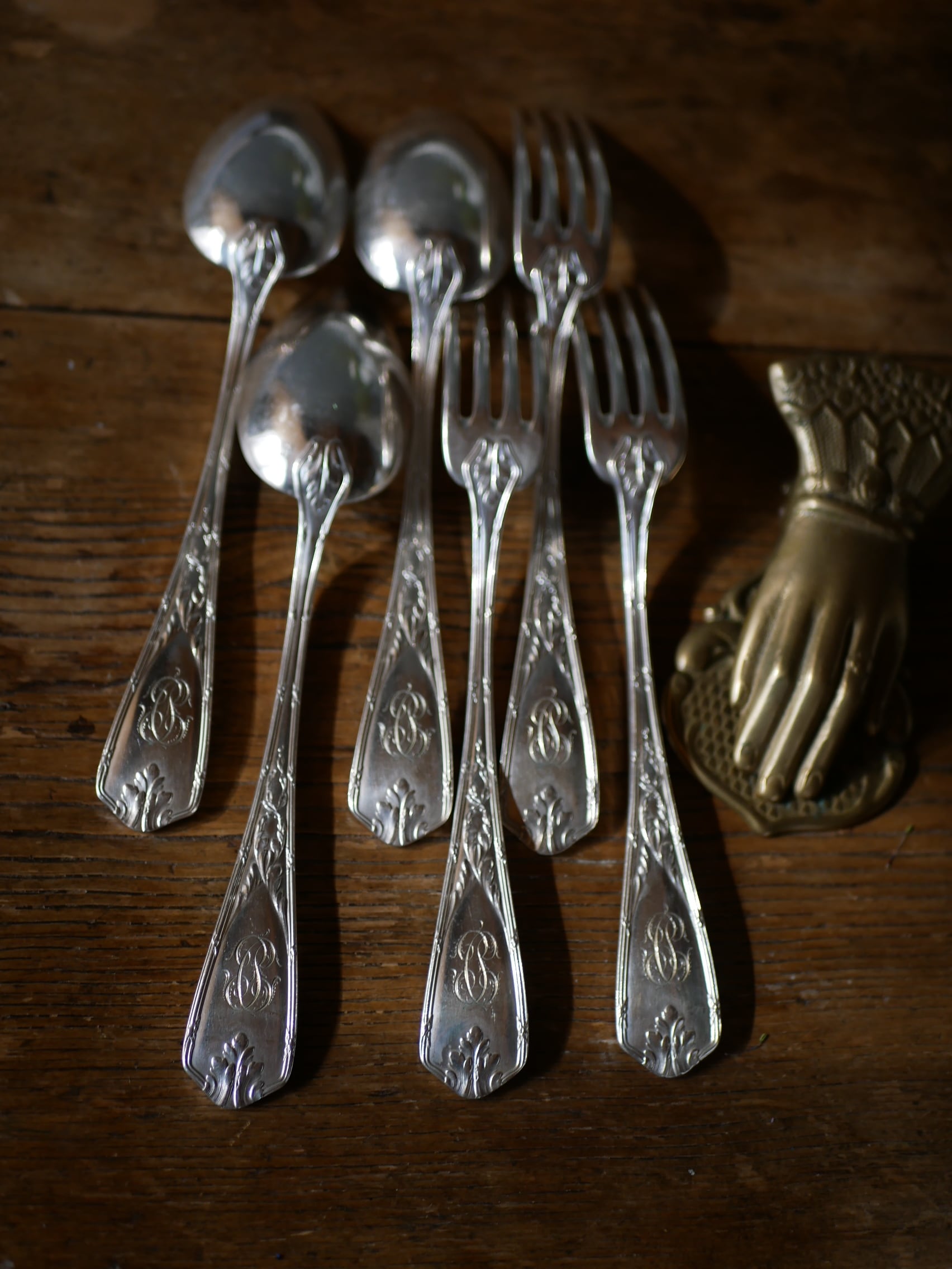 SILVER950 カトラリーセット デミタススプーン3本 デザートフォーク5本