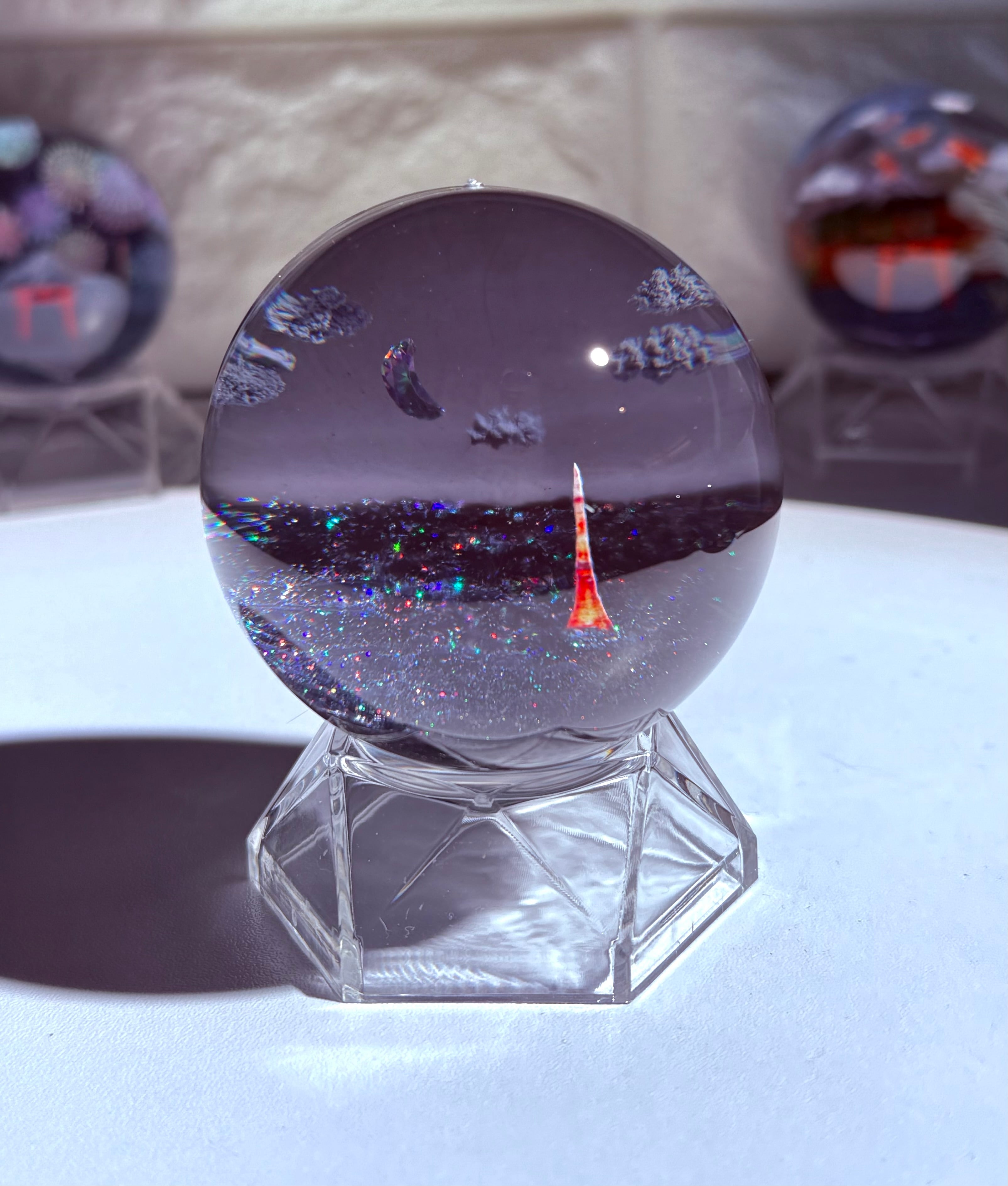 超特大6cmオブジェ❤️モノクロの世界に輝く夜景❤️ | 絶景レジン