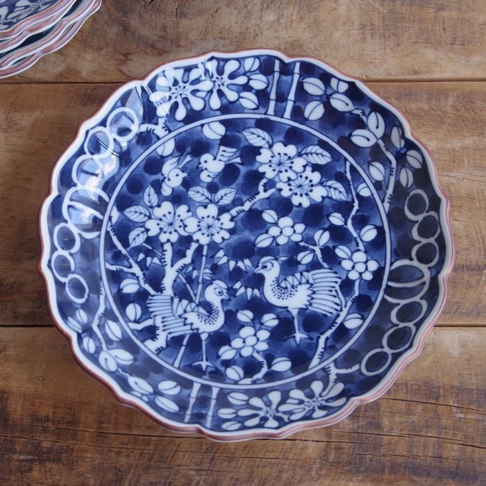 再入荷】【新品】 波佐見焼 花鳥輪花 5寸皿 15cm 和食器 昭和レトロ お