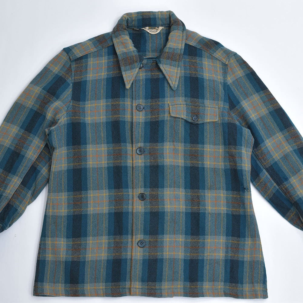 70s Woolrich ウールリッチ タータンチェック ウールシャツジャケット